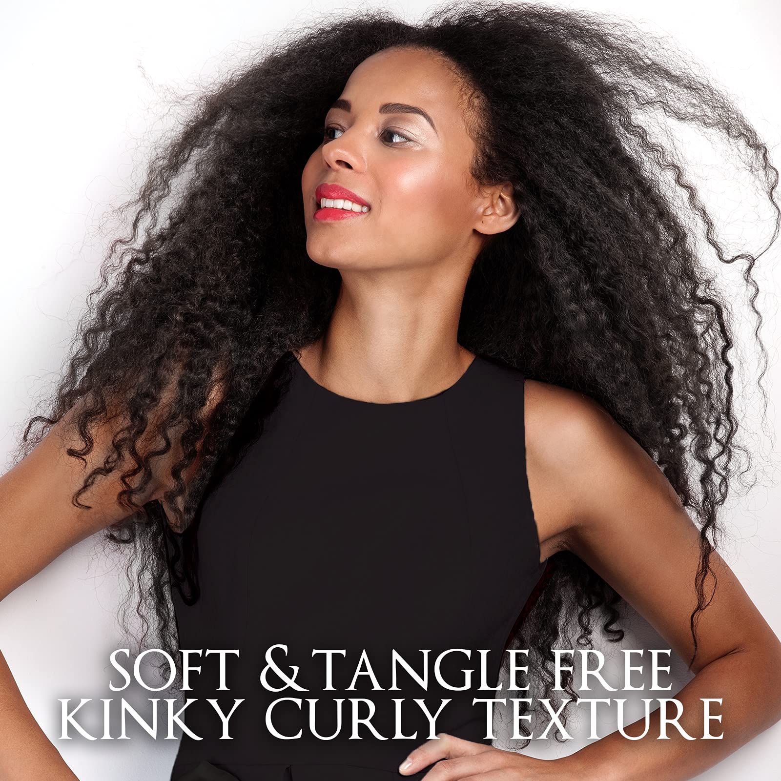 CoCo La Rue 2 Bundles Deal - 24 Inch Black Virgin Kinky Curly Malaysian Human Hair Extensions for Tight Curly & Wavy Hair | 100% Single Donor | Heat Protective | Tangle-Free | Reusable Up to 4 Years | Natural Black Hair Replacement | Perfect for Daily Wear, Special Occasions & Protective Styling