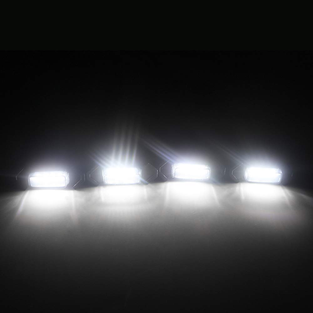 4Pcs Smoked Lens LED Grill Lights Kit for 2016-2019 Toyota Tacoma TRD PRO - White DRL Fog Lights, Off-Road Accessories for Night Driving & Custom Truck Styling