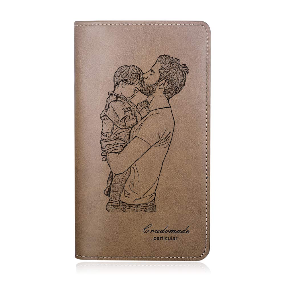 Personalized Leather Wallet for Men - Custom Photo Engraved Bifold Wallet with ID Window | Perfect Gift for Boyfriend, Father, Groomsmen, Husband or Son | Style 12 | Ideal for Everyday Use, Travel & Special Occasions