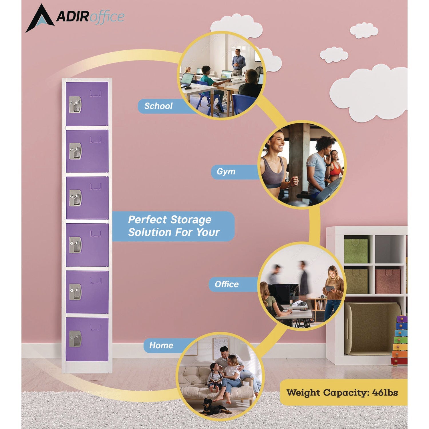 AdirOffice 6-Compartment Steel Storage Locker - 12