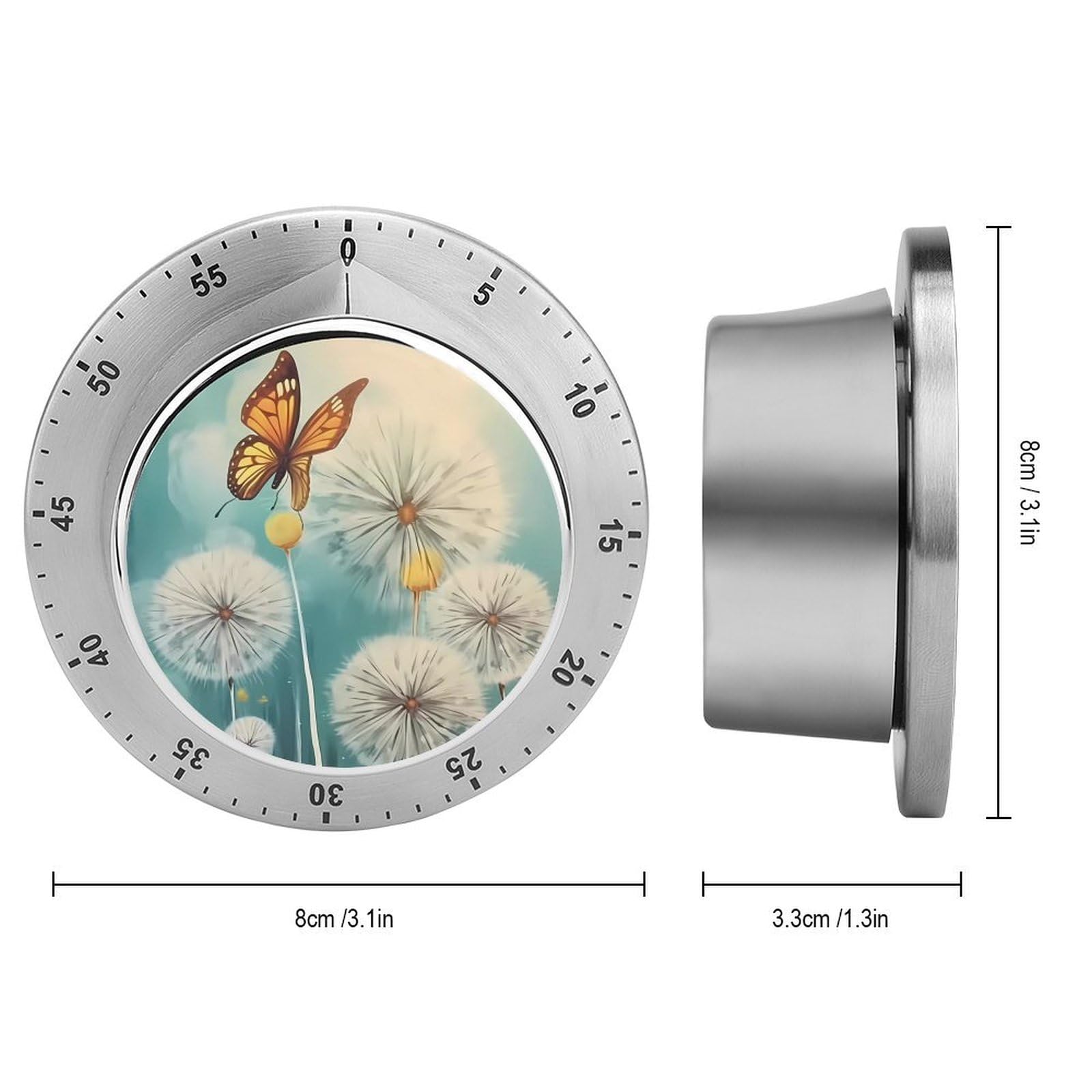 60 Minute Mechanical Timer for Kids & Adults - Dandelion Butterfly Design Kitchen Timer for Time Management, Learning, Cooking & Workouts | Perfect for Classrooms, Home & Office Use
