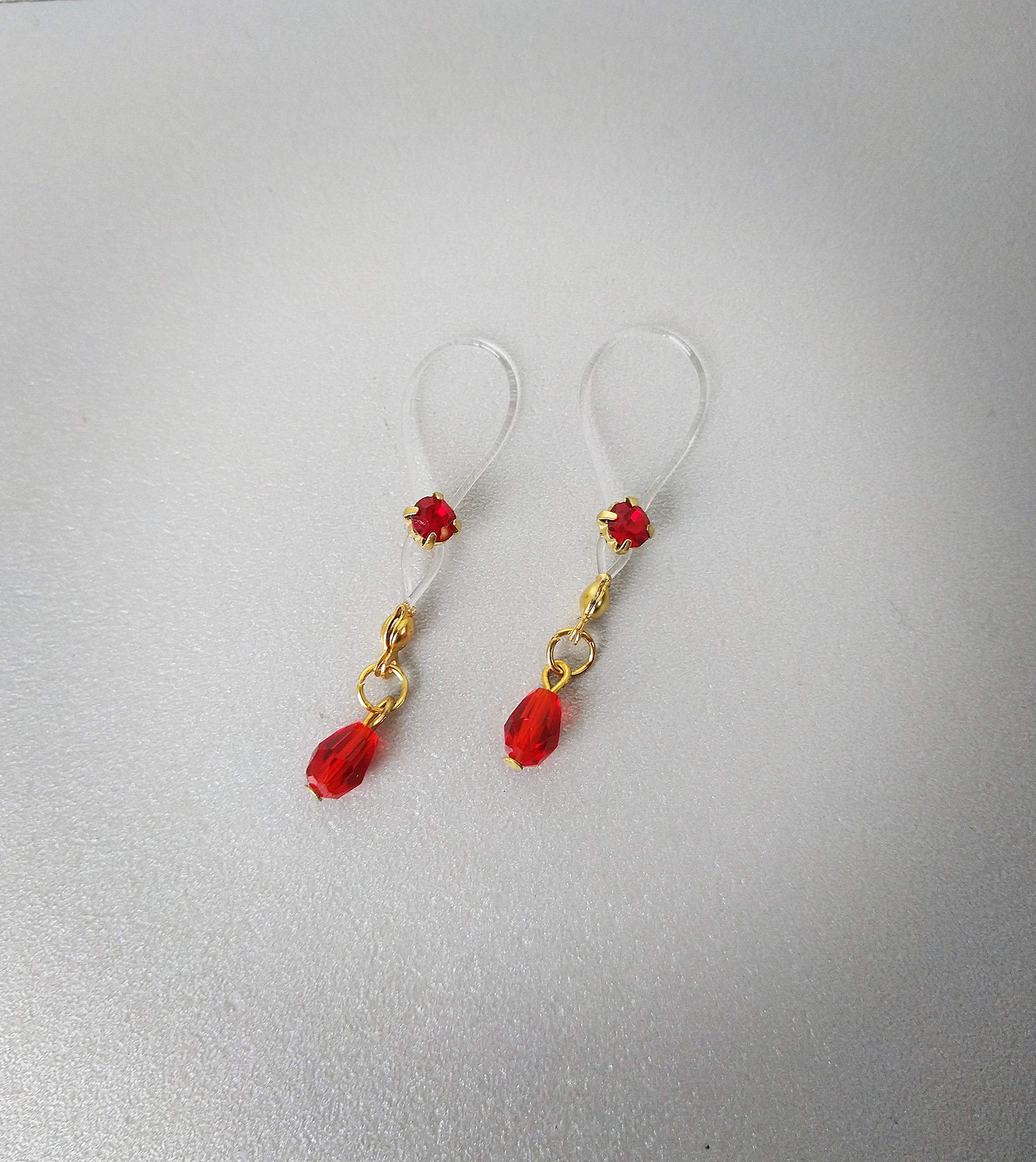 Red Crystal Nipple Dangles - Sexy Body Jewelry for Parties & Gifts