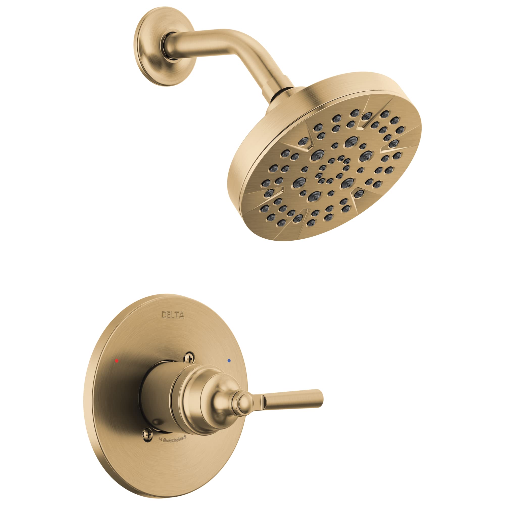 Delta Saylor 14 Series Gold Shower Valve Trim Kit - Shower Faucet Set with Shower Head & Handle in Champagne Bronze T14235-CZ (Valve Not Included) - Perfect for Bathroom Renovation & Luxury Spa Experience