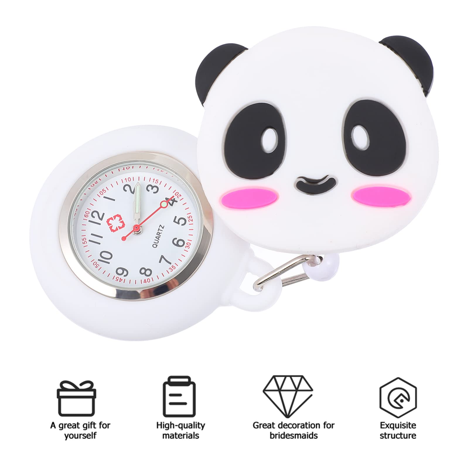 Retractable Nurse Watch with Luminous Hands - Clip On Panda Fob Watch for Medical Professionals, Doctors & Students | Analog Quartz Lapel Watch for Hospital Shifts & Clinical Work