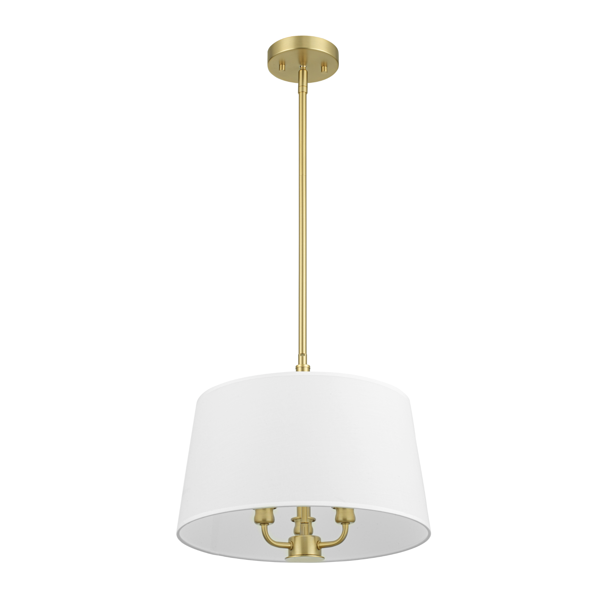 3-Light Billet Convertible Pendant/Semi-Flush Mount Ceiling Light - Brushed Gold Finish with Fabric Shades - Perfect for Dining Room, Kitchen Island, or Bedroom Lighting