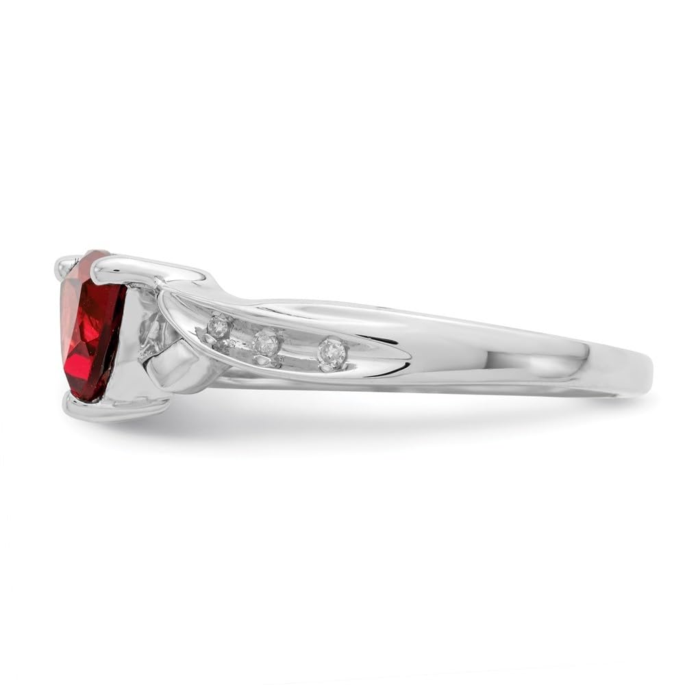 Diamond2Deal 925 Sterling Silver Diamond & Garnet Heart Engagement Ring - 0.63ct Genuine Gemstone, Romantic Proposal Jewelry for Women - Perfect for Valentine's Day, Anniversary & Wedding Gift