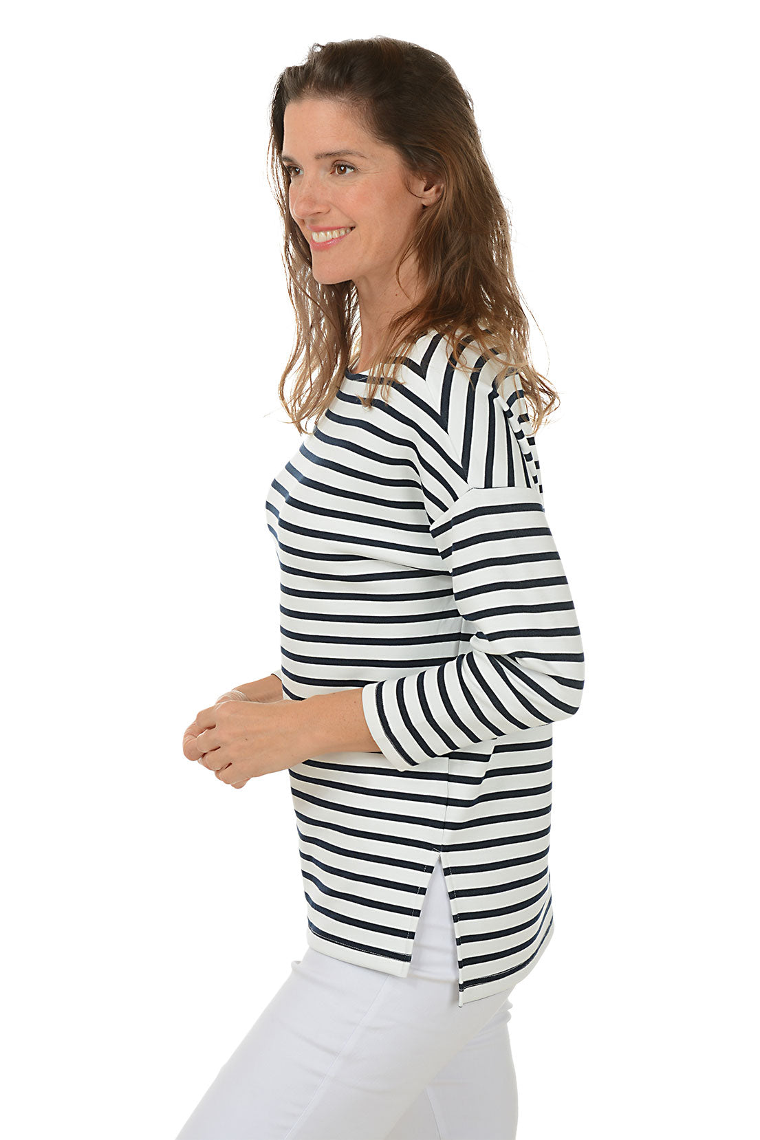 Stylish Striped Boat Neck Dolman Sleeve Top for Women - Casual & Comfortable Blouse for Everyday Wear, Office, or Weekend Outings