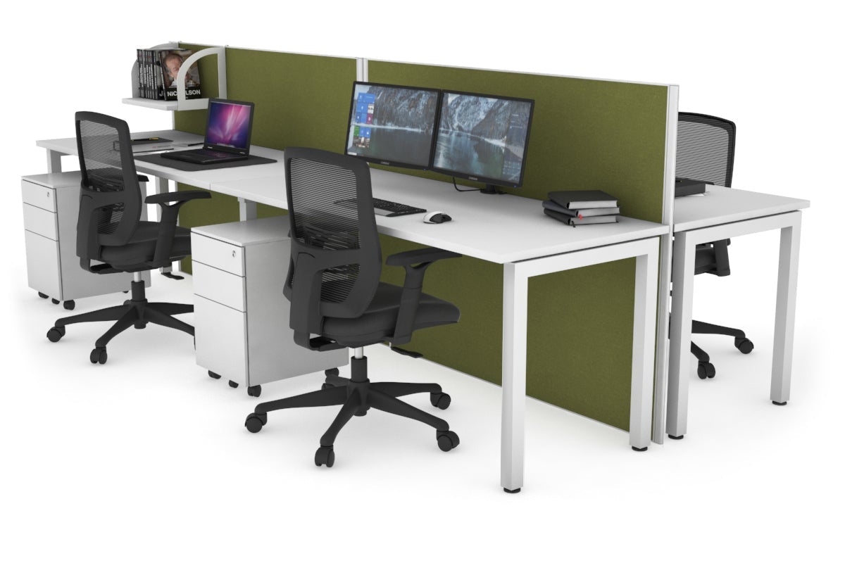 Horizon Quadro 4-Person Office Workstation Bench with Square Legs - 1400L x 700W Dimensions - Perfect for Collaborative Workspaces, Conference Rooms & Open Office Layouts