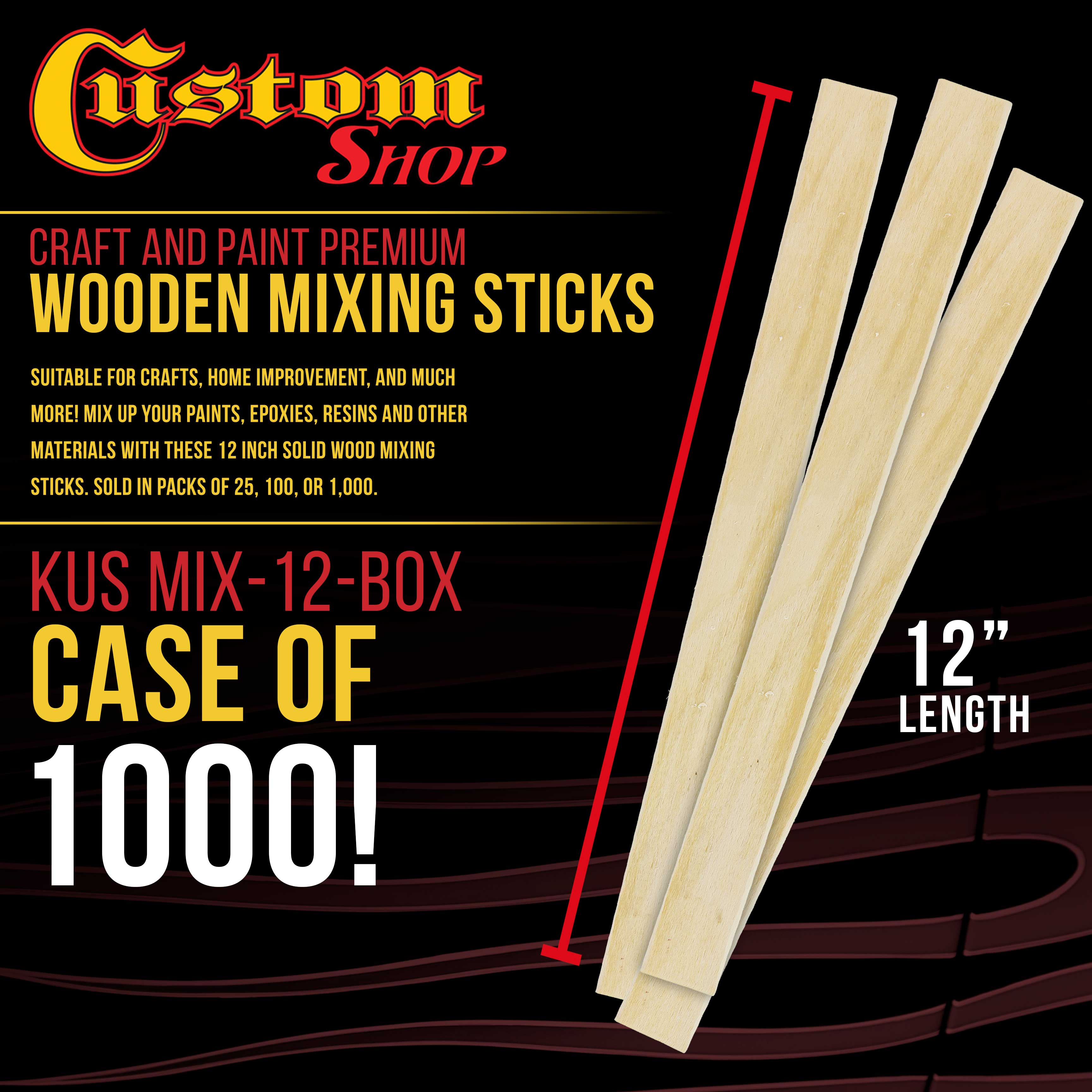 Premium 12 Inch Wooden Craft Sticks - 1000 Pack for DIY Wood Crafts, Epoxy Resin Mixing, Painting & Stirring - High-Quality Wooden Paddles for Artists, Hobbyists & Professionals