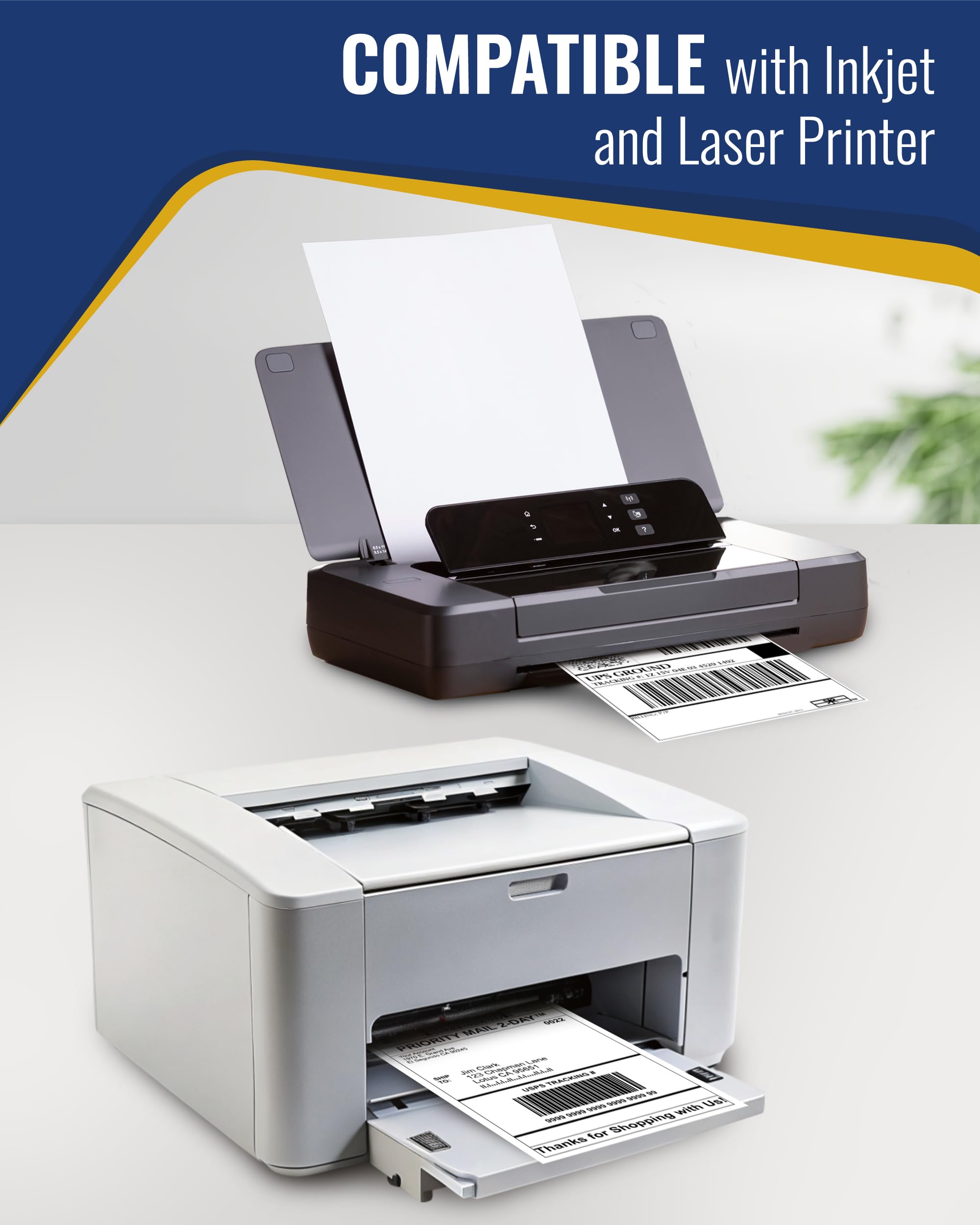 4x6 Inch Shipping Labels for Inkjet & Laser Printers - 250 Count White Opaque Mailing Stickers | Perfect for USPS, UPS, FedEx Packages & E-commerce Shipping