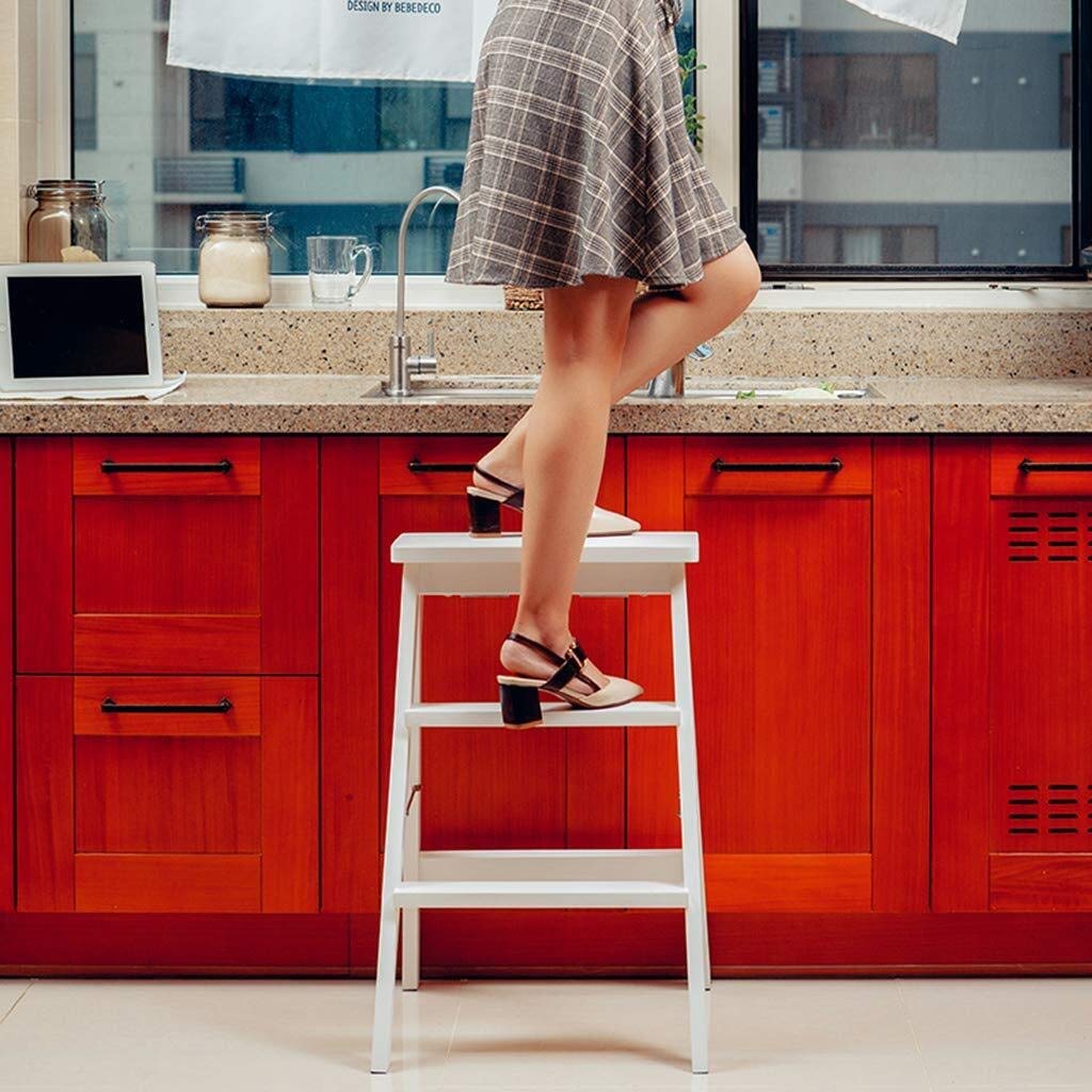 3-Step Wooden Folding Step Stool for Home - Solid Wood Indoor Climbing Stool for Living Room, Balcony, Patio - Perfect for Reaching High Shelves & Home Decor