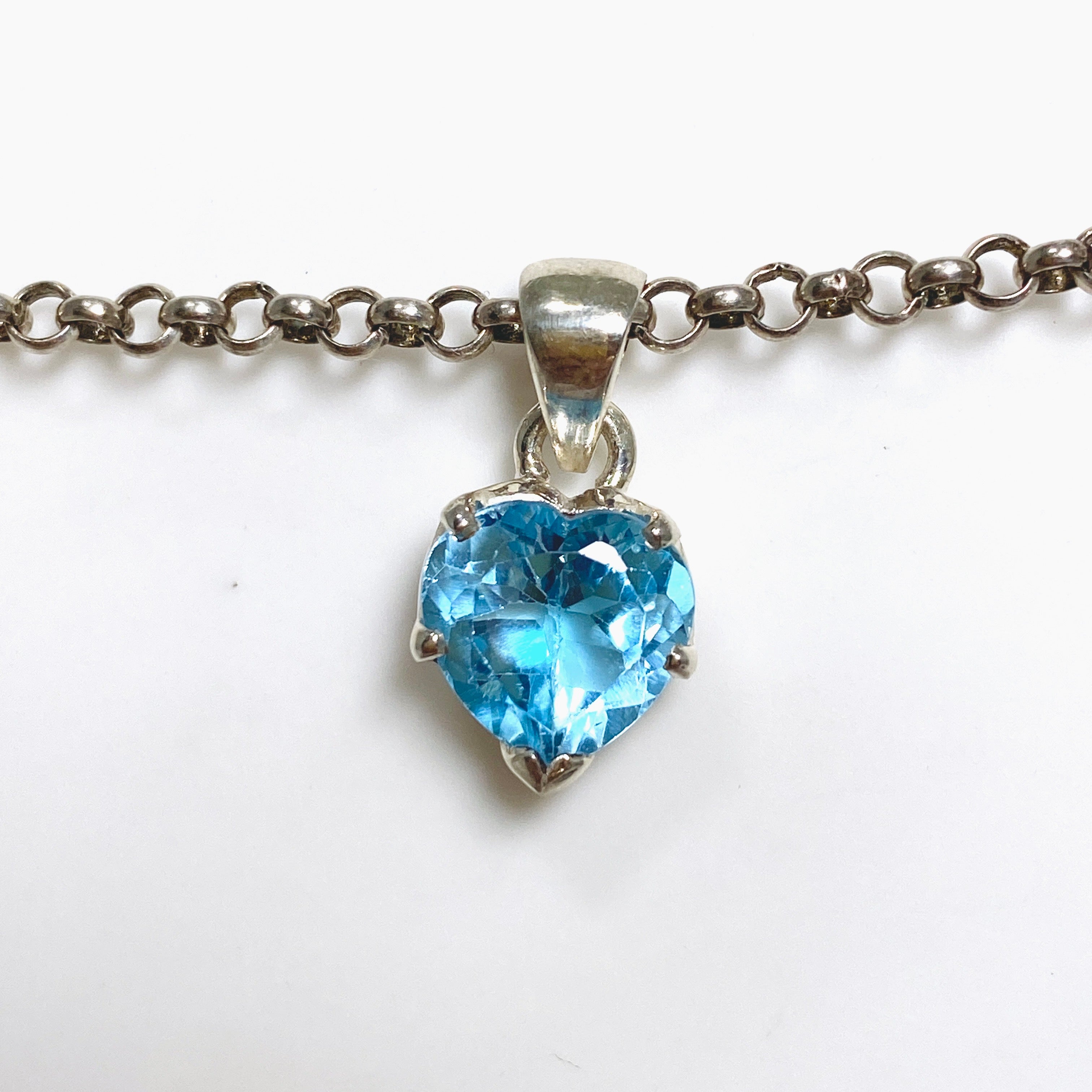 Blue Topaz Heart Faceted Pendant Necklace - Genuine Gemstone Jewelry for Women - Perfect for Valentine's Day, Anniversary & Romantic Gifts