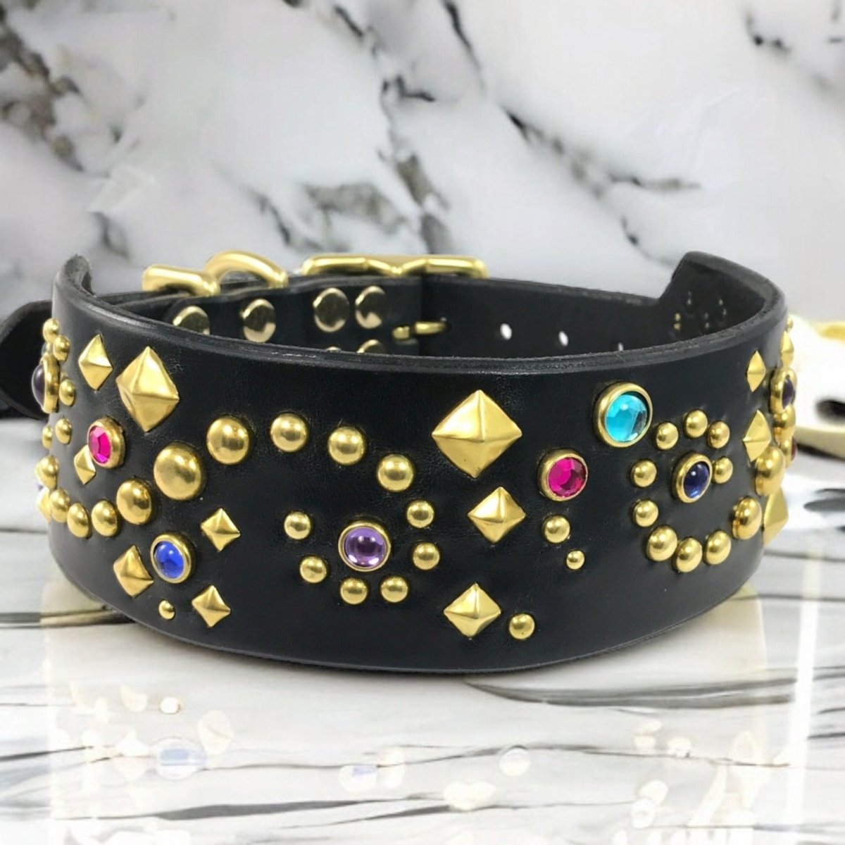 Premium Custom Leather Dog Collar - Stargazer Deluxe Design | Handmade Adjustable Pet Collar for Small Medium Large Dogs | Perfect for Walks, Training & Fashion Accessories
