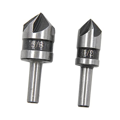 SM SunniMix HSS Countersink Drill Bits 82 Degree 5 Flute - Professional Woodworking Chamfer Drill Bit Set for Softwood, Metal, Plywood & Hardwood (2Pcs) - Perfect for DIY Projects, Furniture Making & Metalworking