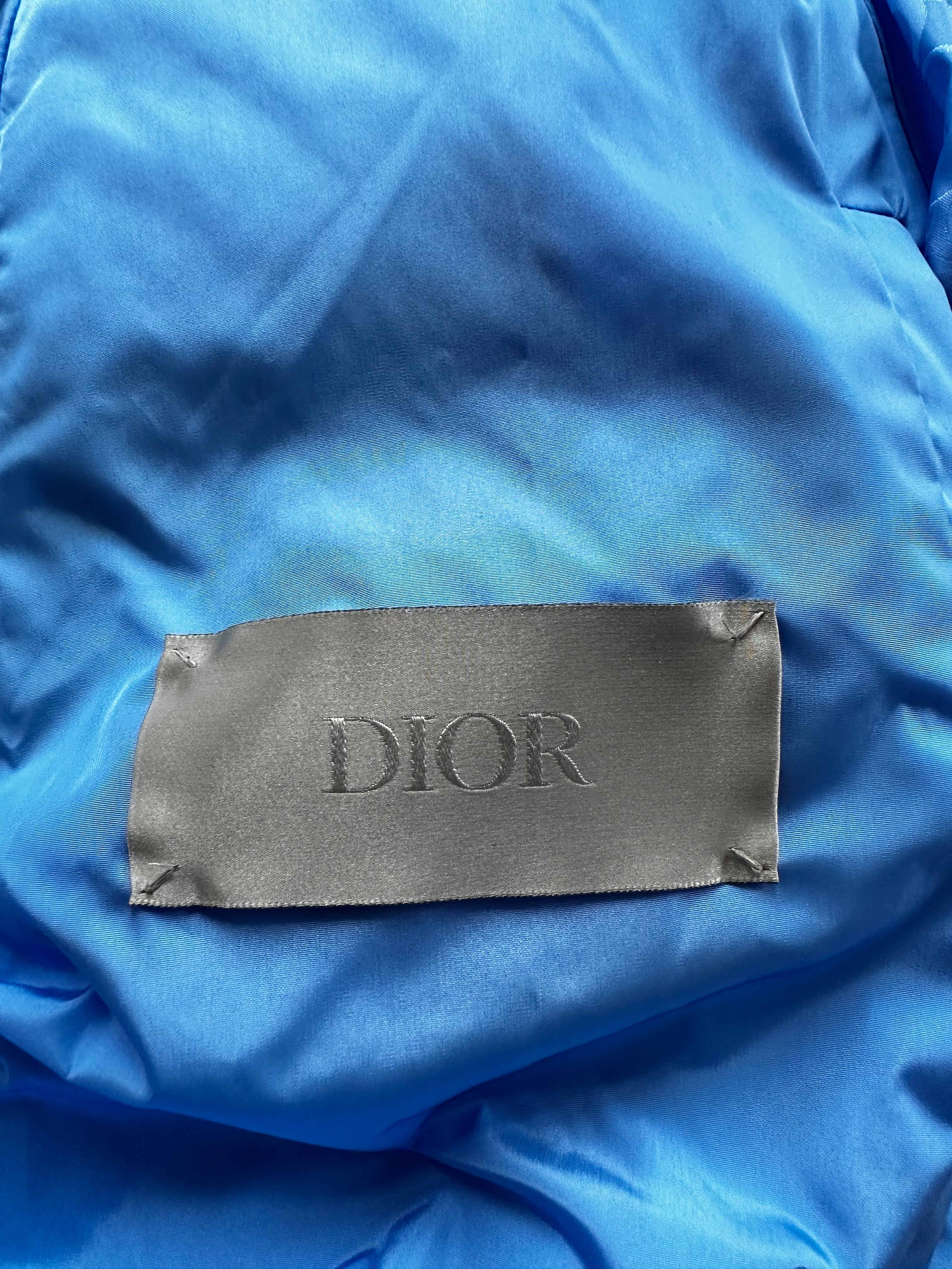 Dior Blue Oblique Puffer Jacket for Women - Winter Warm Quilted Down Coat - Fashionable Luxury Outerwear for Cold Weather, Travel & Street Style