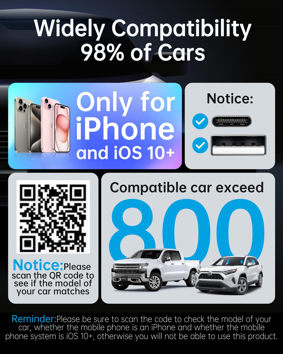 Luckymore Wireless CarPlay Adapter - Convert Wired to Wireless CarPlay Dongle for iPhone, Plug & Play CarPlay Compatible with Cars 2017+ & iOS 10+ - Perfect for Hands-Free Driving & Seamless Music Streaming