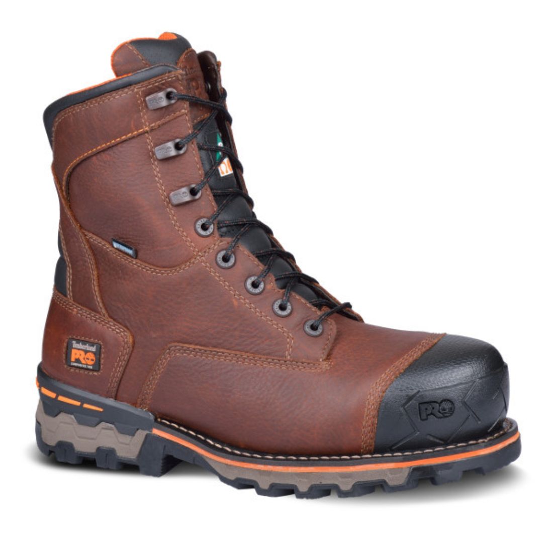 Timberland PRO Boondock Men's 8 Inch Waterproof Composite Toe Work Boots - Brown 89646 | Slip Resistant & Electrical Hazard Safety Shoes for Construction, Warehouse & Outdoor Jobs