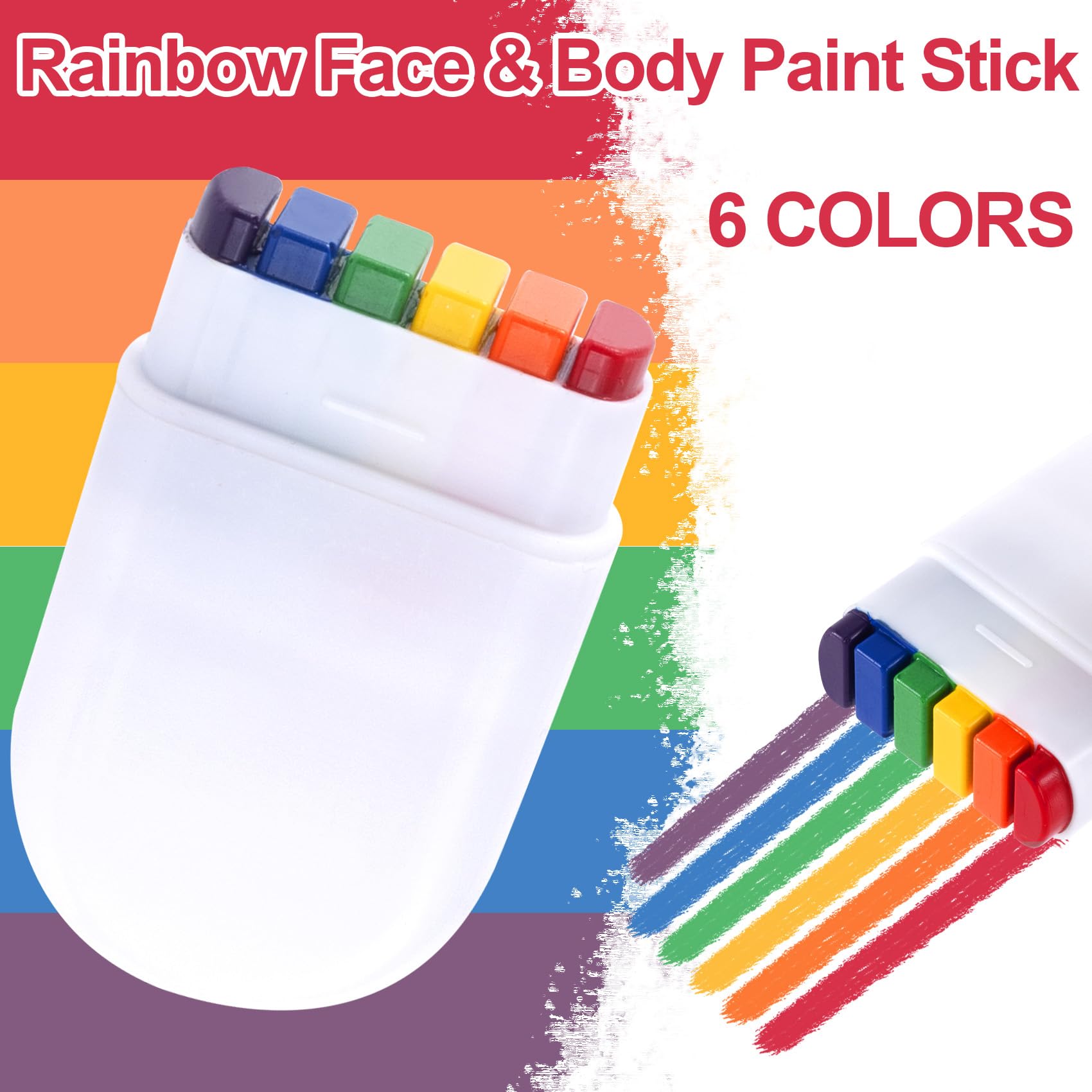 4pcs Pride Face Paint Sticks - Rainbow Face Paint Markers for LGBTQ+ Events, Vibrant Face Paint Crayons for Festival, Party & Pride Makeup - Safe for Face & Body - Women & Men - Perfect for Pride Parades, Halloween & Costume Parties