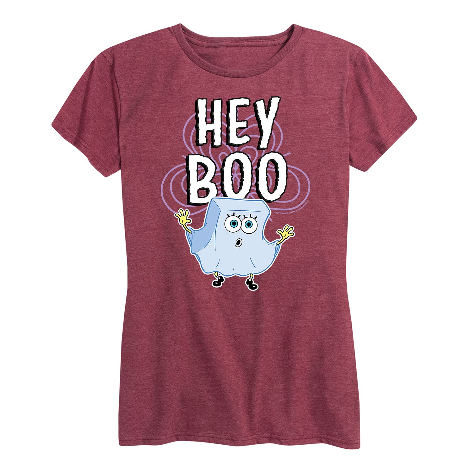 Spongebob Squarepants 'Hey Boo' Women's Graphic T-Shirt | Funny Cartoon Short Sleeve Tee for Casual Wear & Fan Gifts