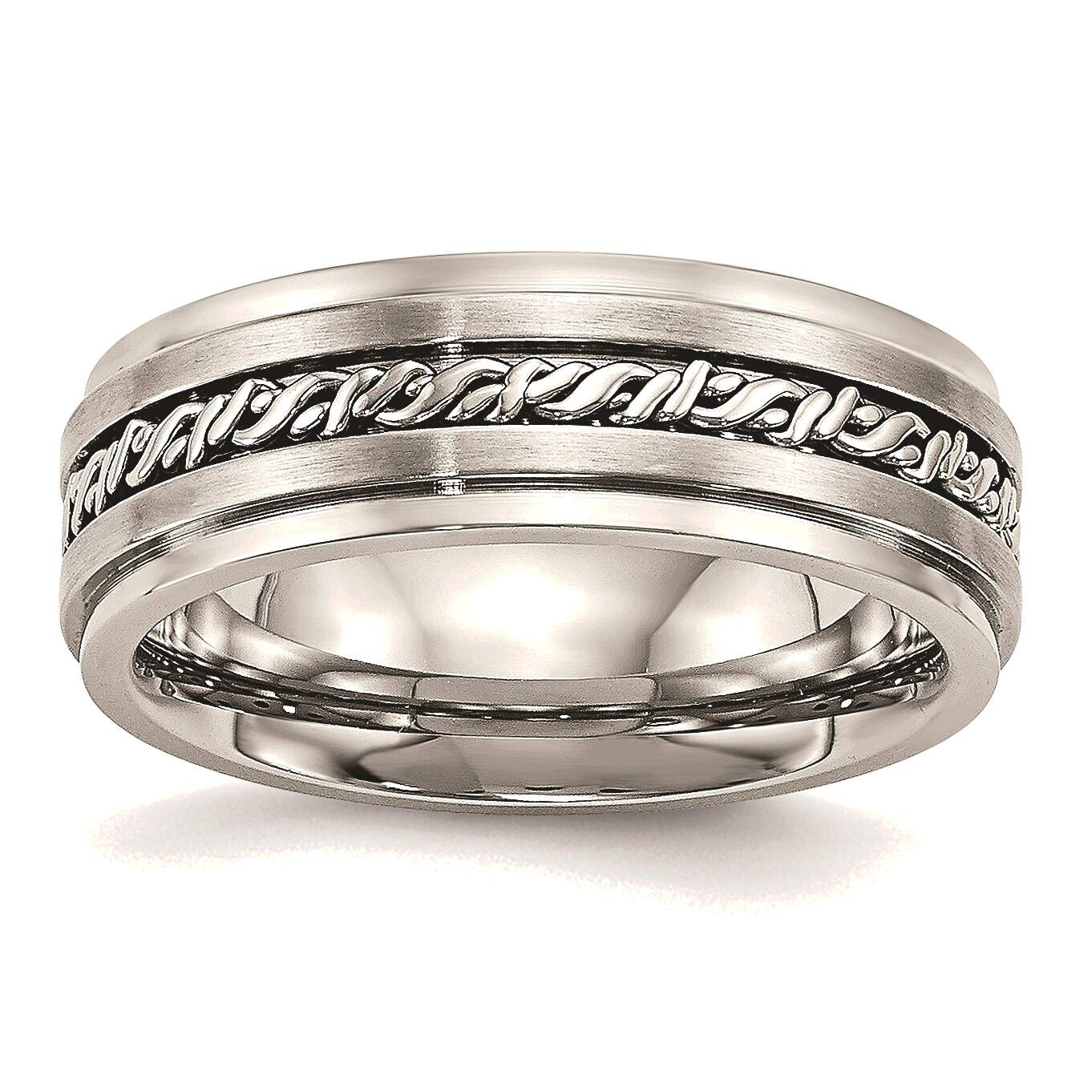 Bonyak Stainless Steel Braided Band Ring - 7mm Brushed & Polished Finish, Size 13 - Durable Wedding Band for Men, Anniversary Gift for Him, Unisex Fashion Jewelry for Everyday Wear