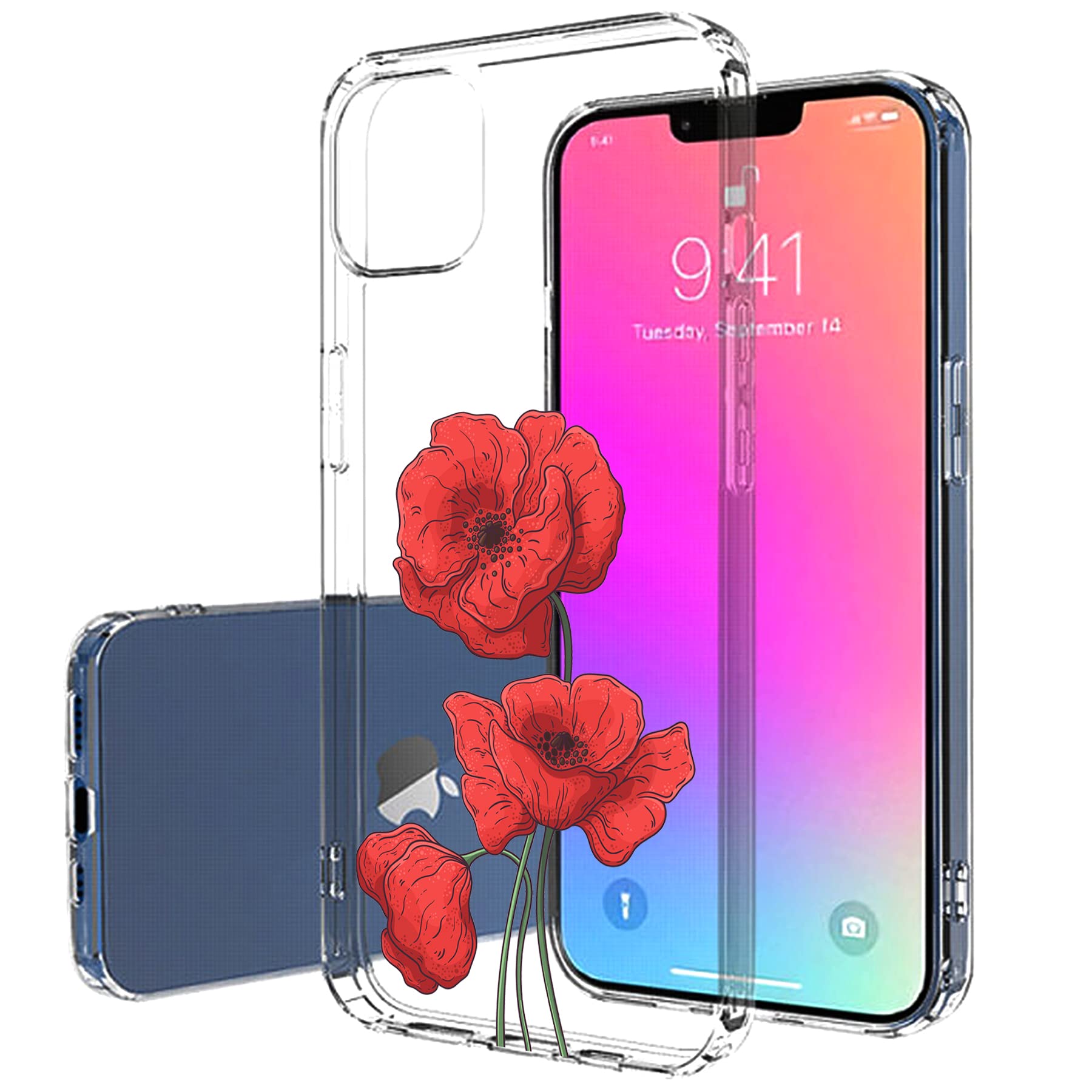 Slim Thin Gel TPU Case for Apple iPhone 13 Pro Max - Lightweight Flexible Soft Anti-Scratch Cover with Floral Print (Made in USA) - Perfect for Everyday Protection & Style