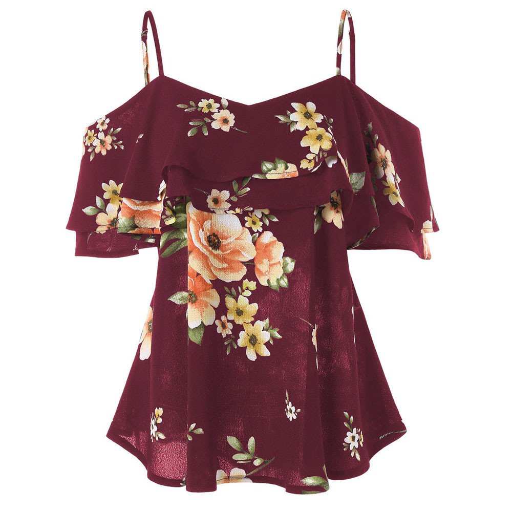 Floral Print Sleeveless Tank Top for Women - Loose Fit Blouse with Shoulder Cutout - Perfect for Summer Outfits, Beach Wear & Casual Fashion