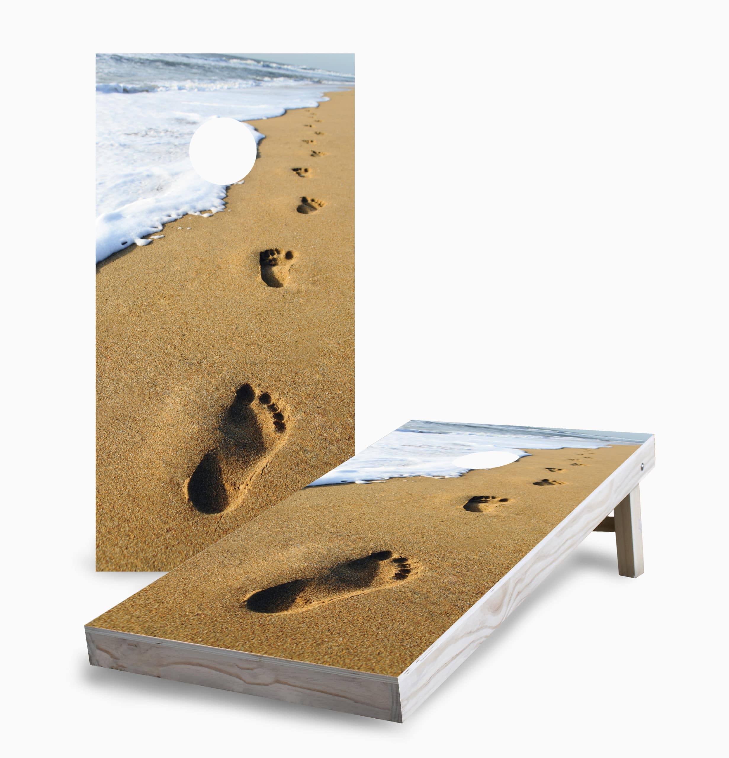 Premium Corn Hole Board Game Set with 2 Boards & 8 Bags - Perfect for Beach Parties, Backyard BBQs & Outdoor Gatherings - Durable Beach-Themed Design