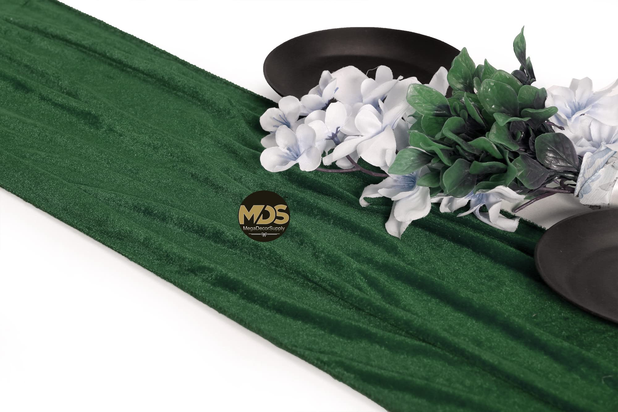 15 Pack 12x108 Inch Velvet Table Runners for Wedding Banquet Decor - Hunter Green | Elegant Table Covering for Reception, Party, and Special Events
