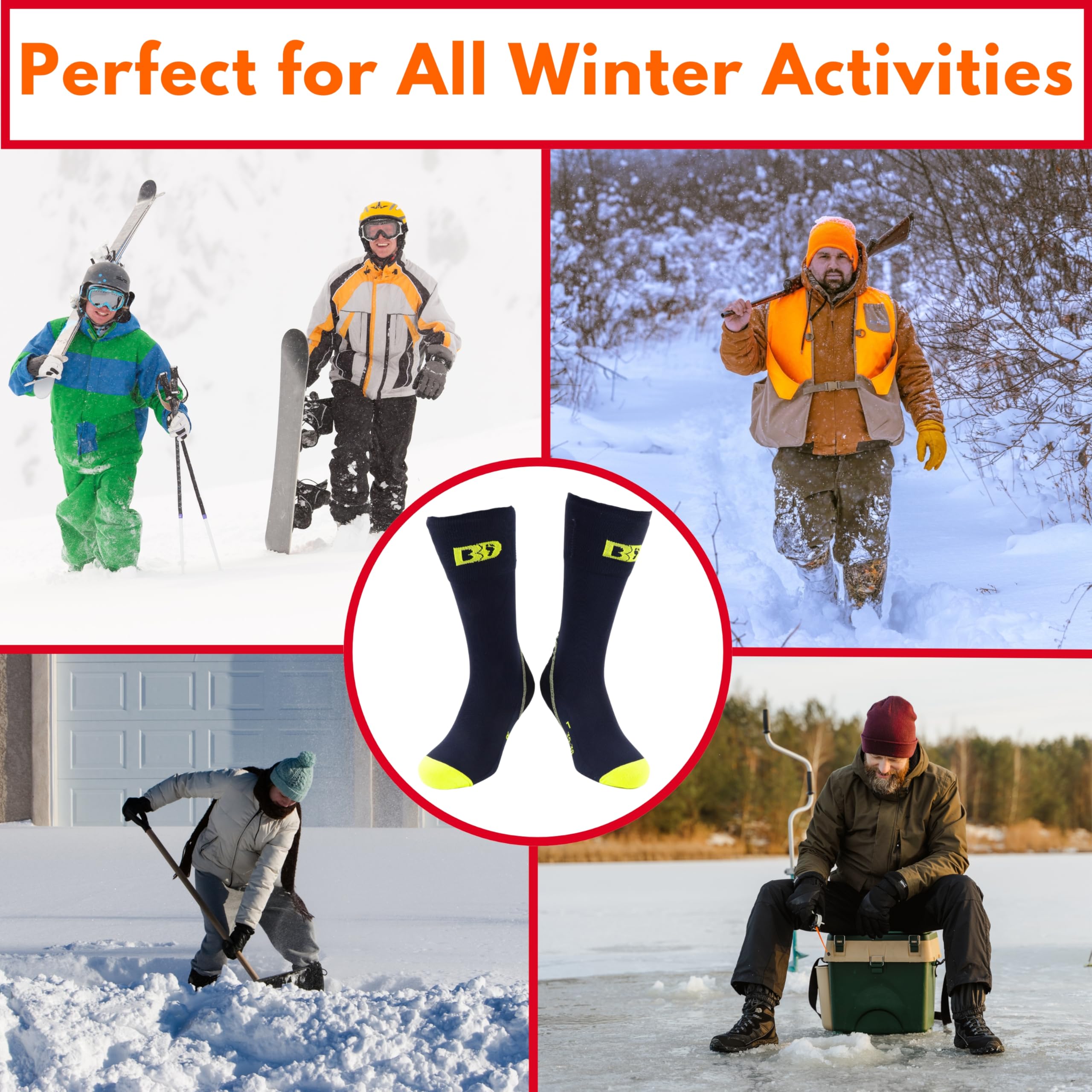 Hotronic XLP Heated Socks for Men & Women - Merino Wool Blend Thermal Compression Socks with Battery Heating - Best for Skiing, Hiking, Snowboarding & Winter Outdoor Activities - Keep Feet Warm in Cold Weather