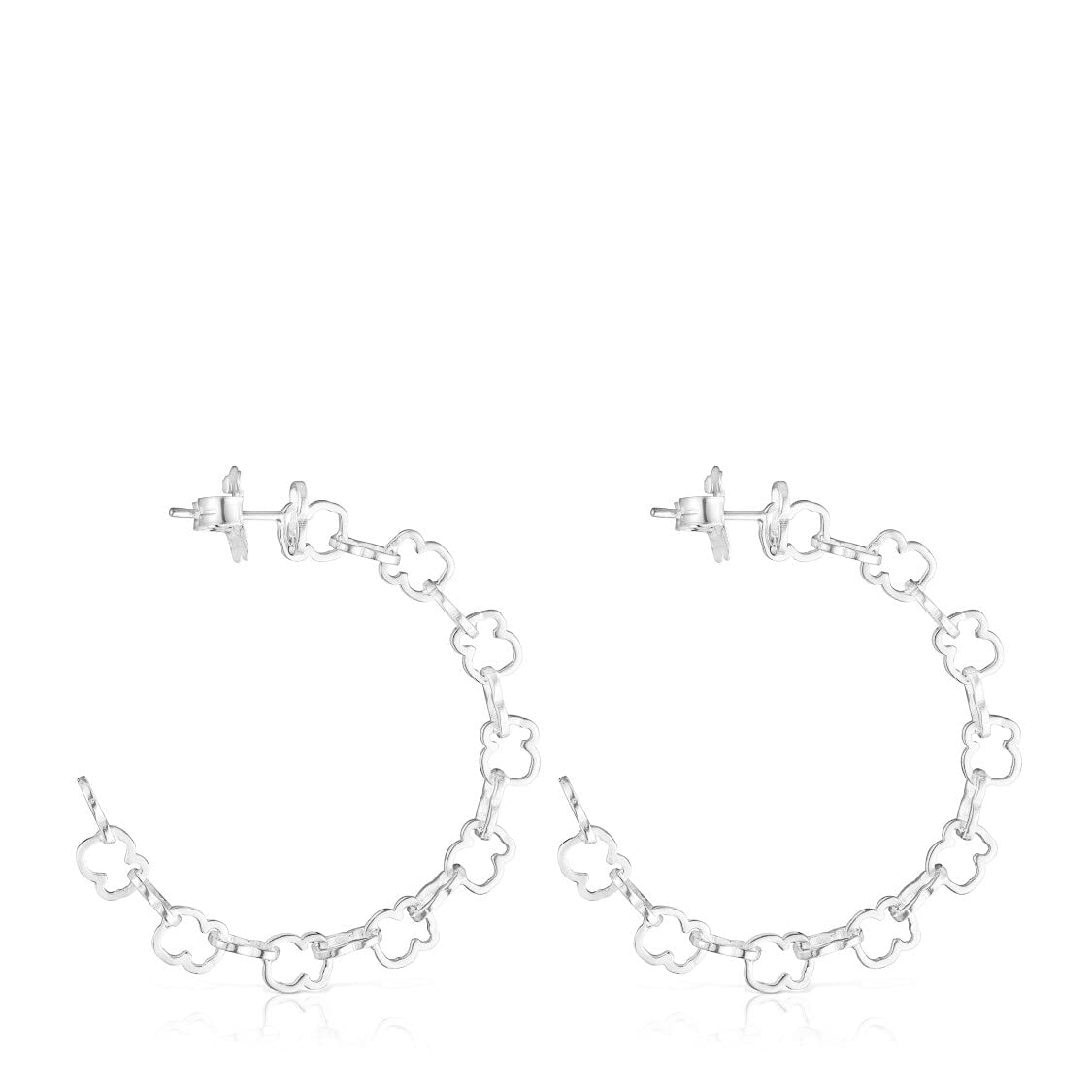 TOUS Sterling Silver Bear Motif Hoop Earrings with Rings – Elegant Jewelry for Women, Perfect for Parties, Gifts & Everyday Wear