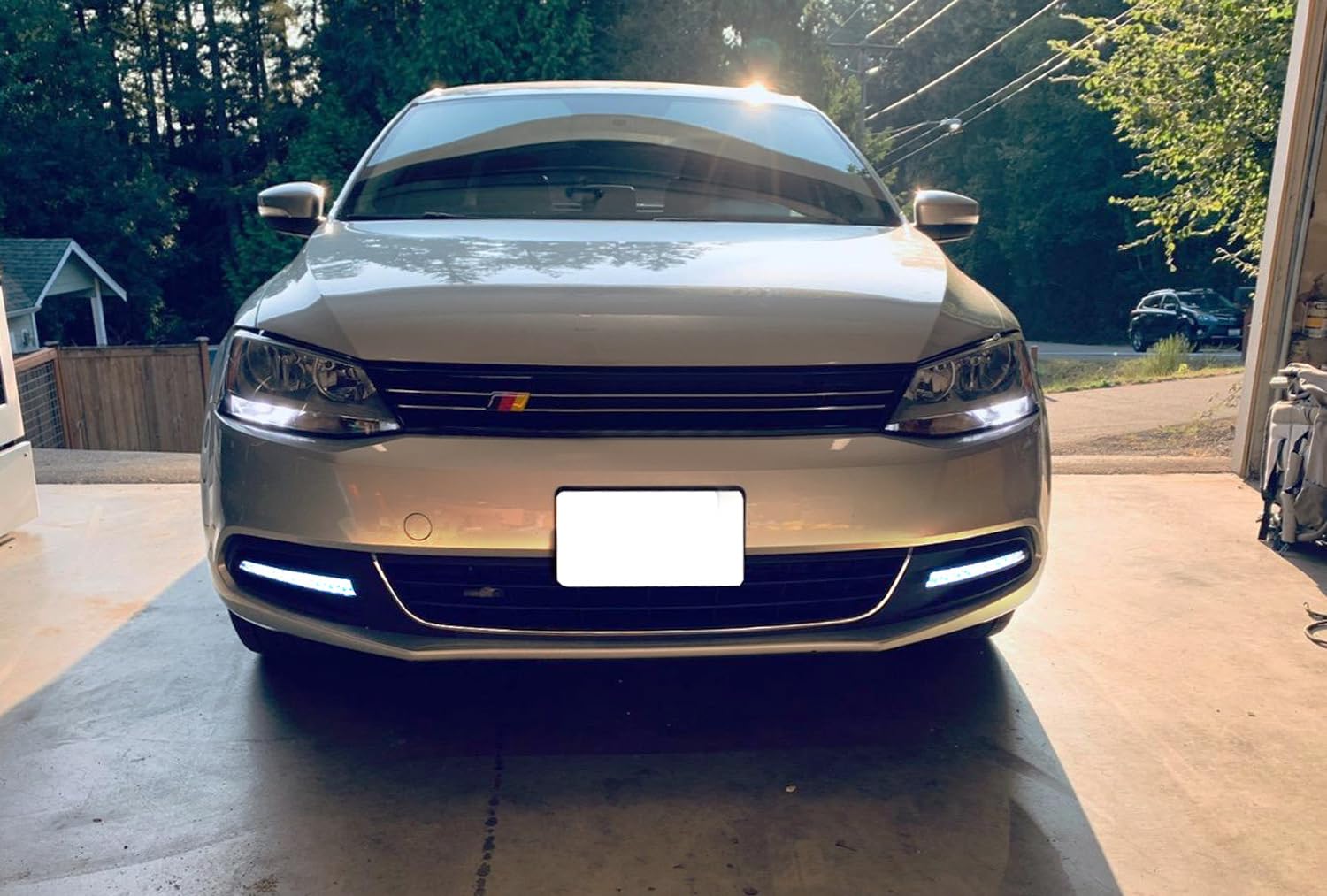 iJDMTOY Xenon White LED Daytime Running Lights - Compatible with 2011-2014 Volkswagen MK6 Jetta, OEM Fit DRL Bezel with 9 High-Power LEDs - Perfect for Enhanced Visibility & Style in Daytime Driving