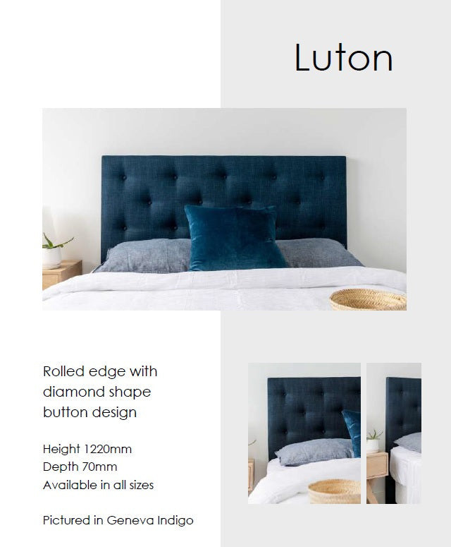 Luton Headboard - Queen Size Upholstered Bed Headboard with Nailhead Trim, Modern Fabric Headboard for Bedroom Decor (Grey) - Perfect for Master Bedroom, Guest Room, and Home Staging