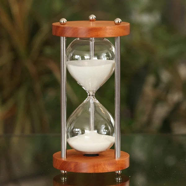 50 Minute Figured Mahogany Hourglass with Metal Spindles - Premium Wooden Sand Timer for Home Decor, Office Desk & Meditation - Vintage Style Decorative Timer for Productivity, Games and Relaxation
