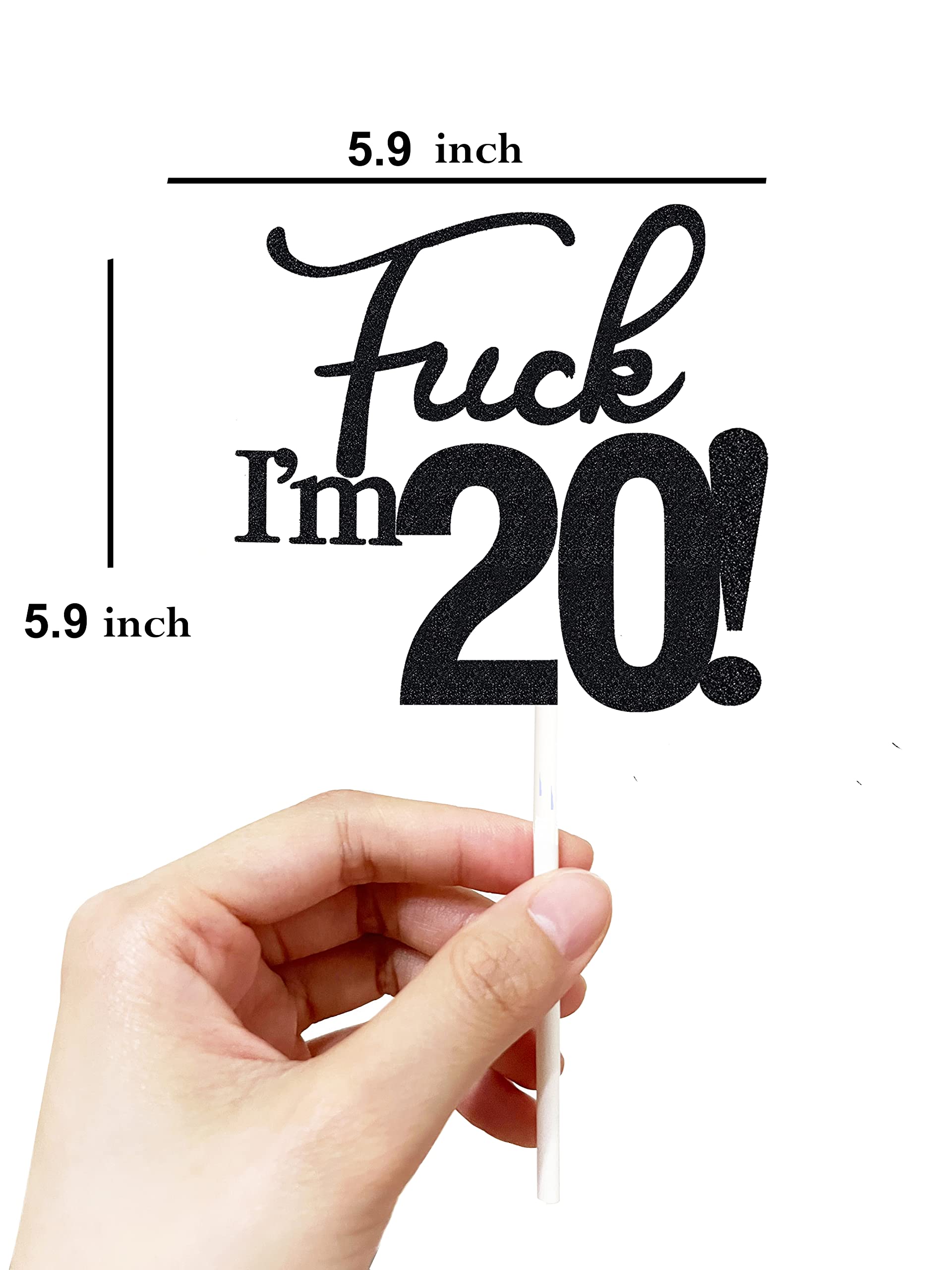 20th Birthday Cake Topper - Black Glitter Number 20 Cake Decorations for Women & Men - Perfect for 20th Birthday Party, Anniversary, and Celebration Cakes