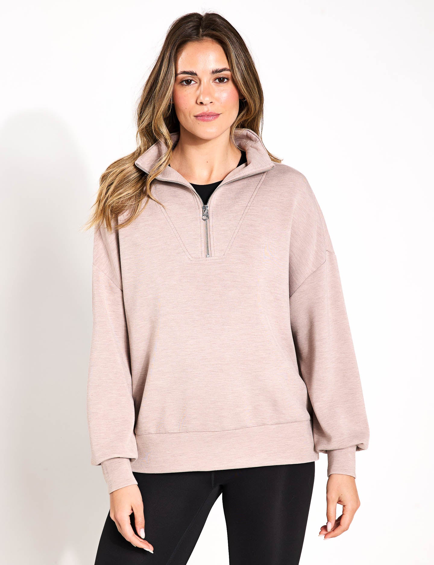 Hawley Half Zip Sweatshirt for Men & Women | Soft Fleece Pullover Hoodie | Taupe Marl Color | Perfect for Casual Wear, Gym & Outdoor Activities