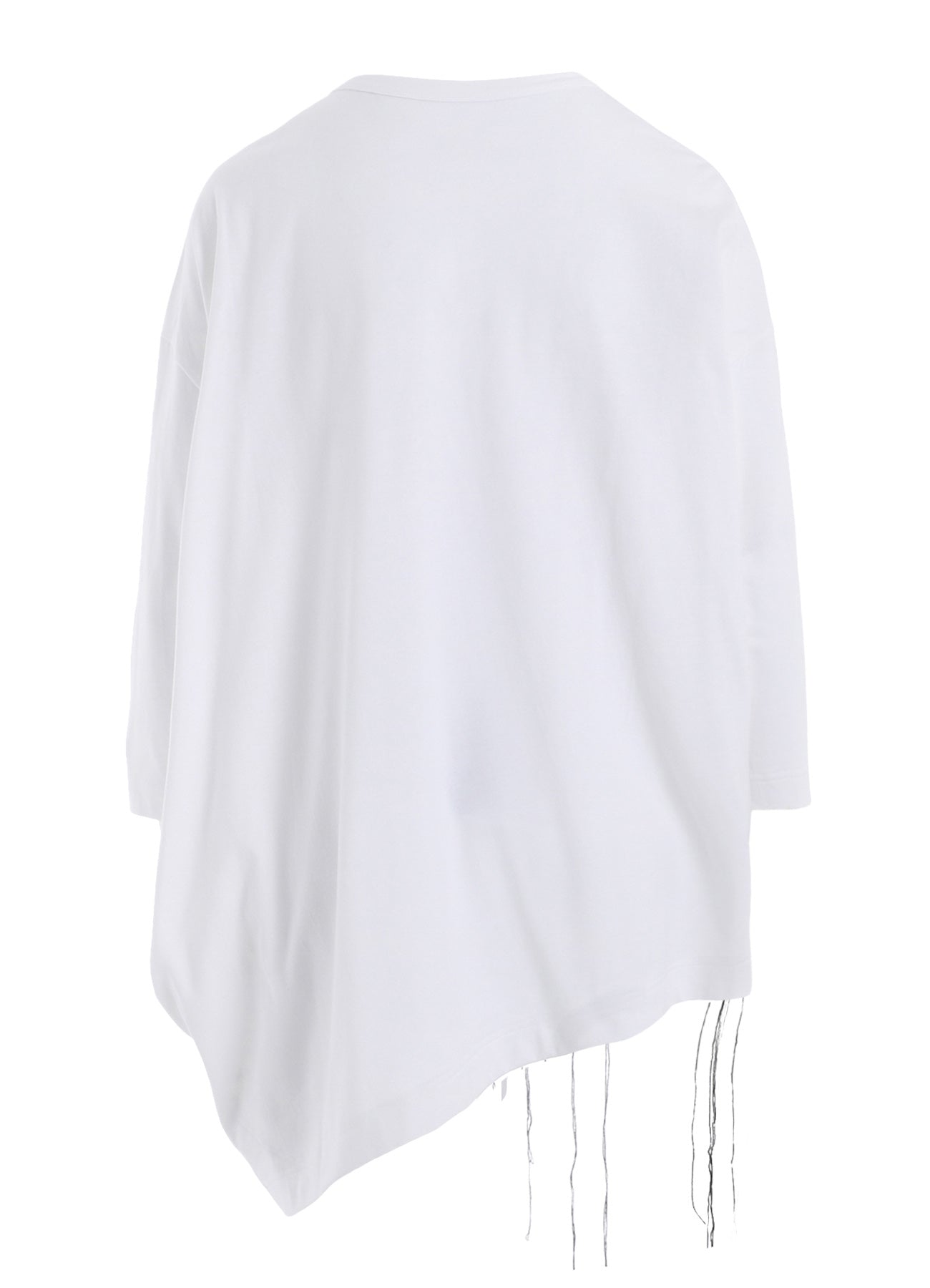 Y's Logo Stitch Asymmetric Drape Cotton Jersey Top - Women's Fashion Casual Wear for Daily Outings & Street Style