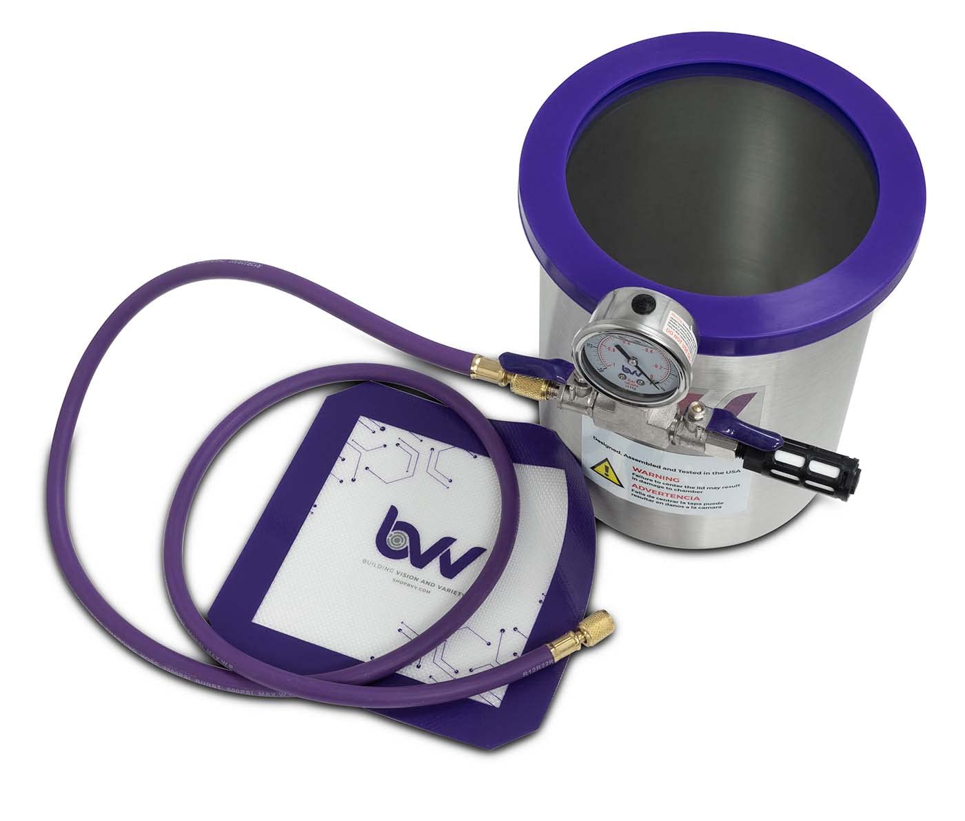 1.5 Gallon Stainless Steel Vacuum Chamber with Glass Lid - Glass Vac BVV - Perfect for Food Preservation, Resin Degassing & Science Experiments