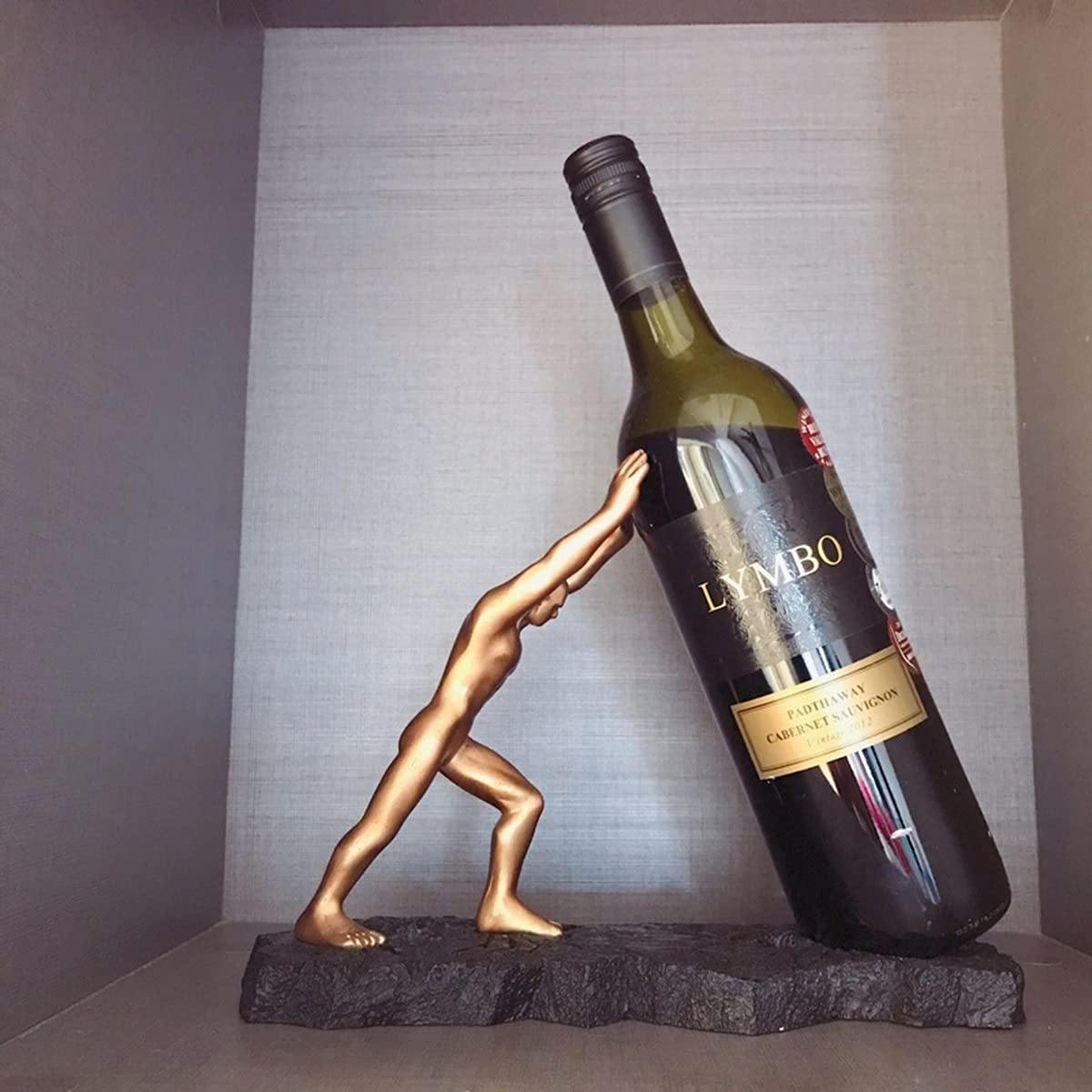 Creative Man-Shaped Wine Bottle Holder Sculpture - Tabletop Wine Rack with Base for Kitchen, Bar & Dining Room Decor - Unique Wine Storage & Display for Home Decor