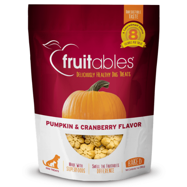 Fruitables Baked Pumpkin & Cranberry Dog Treats - Healthy Natural Dog Snacks for Training, Rewards & Digestive Health - Perfect for Small, Medium & Large Dogs