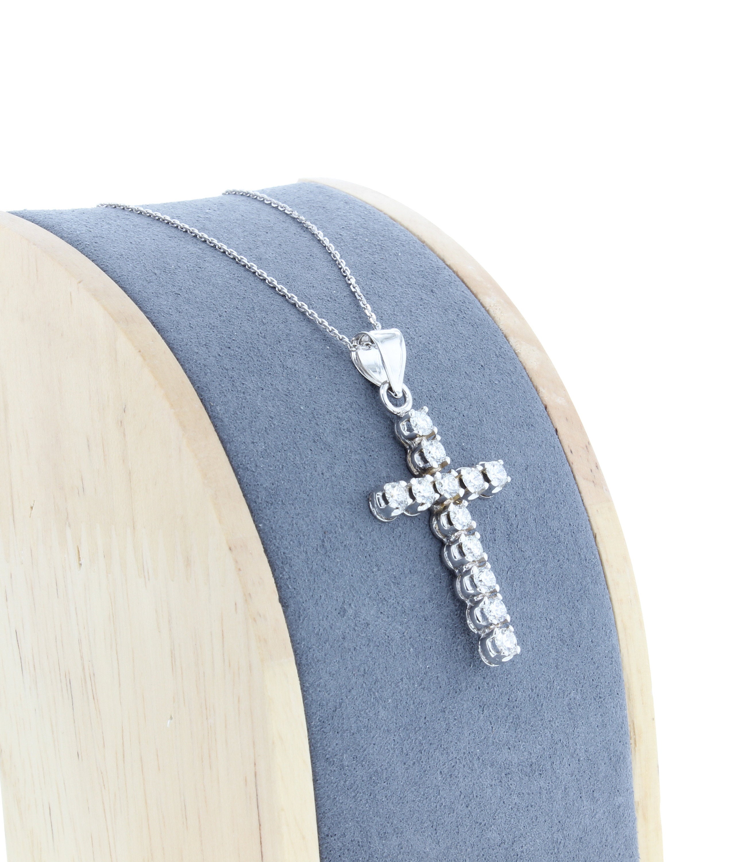 1.38cttw Diamond Cross Pendant in 14k White Gold - Elegant Religious Jewelry for Women, Perfect for Gifts, Church, Weddings & Special Occasions