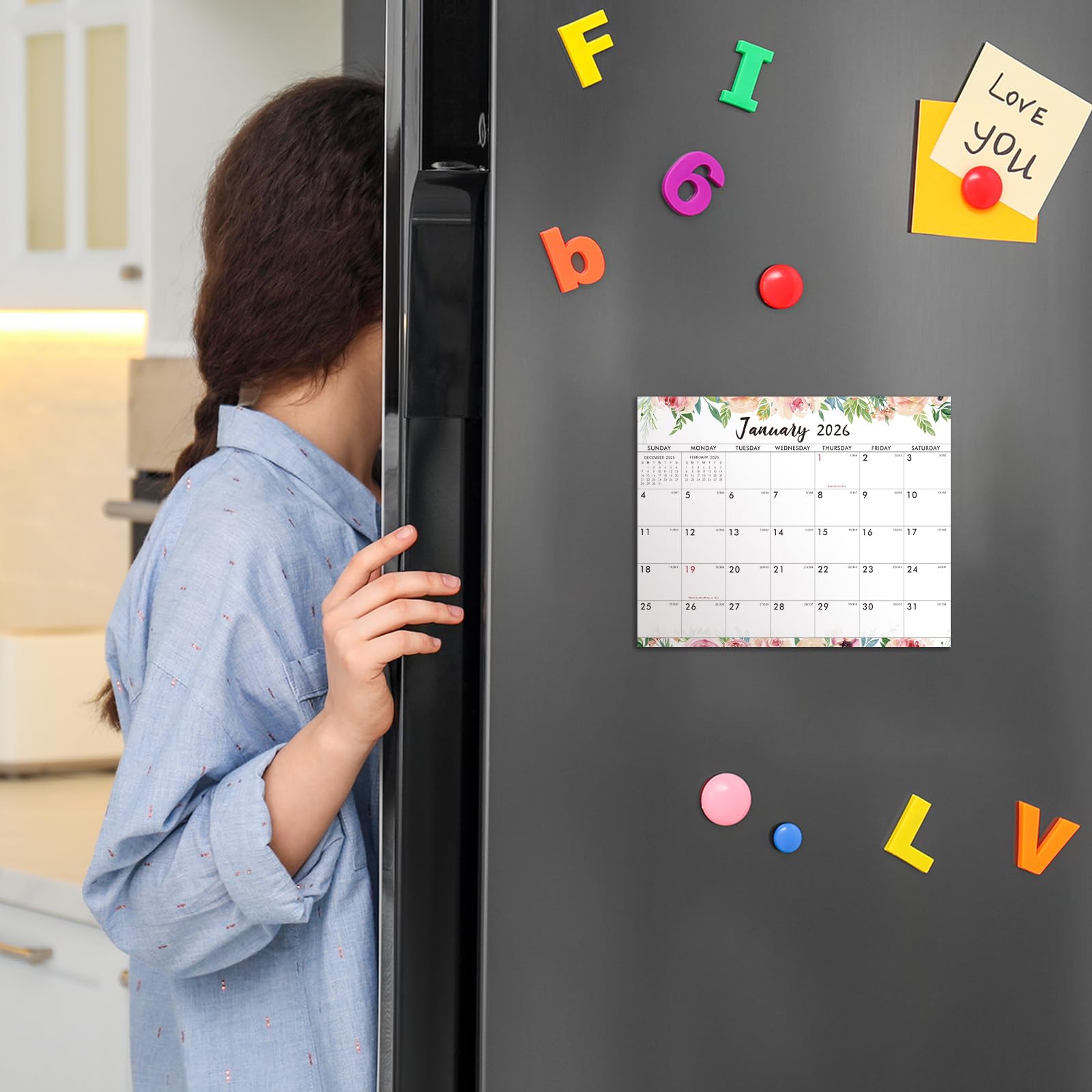 2025-2026 Magnetic Refrigerator Calendar - 18-Month Planner from July 2025 to December 2026 | 8