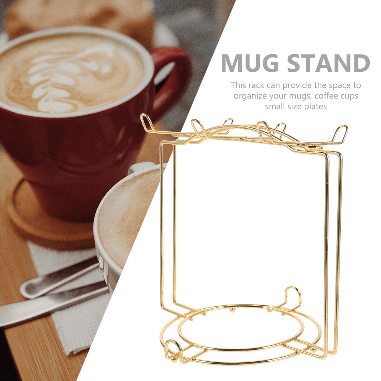 Stainless Steel Coffee Mug Holder with 6 Hooks - Tea Cup Organizer Rack for Countertop Storage & Drying | Perfect for Kitchen, Office, or Cafe Display