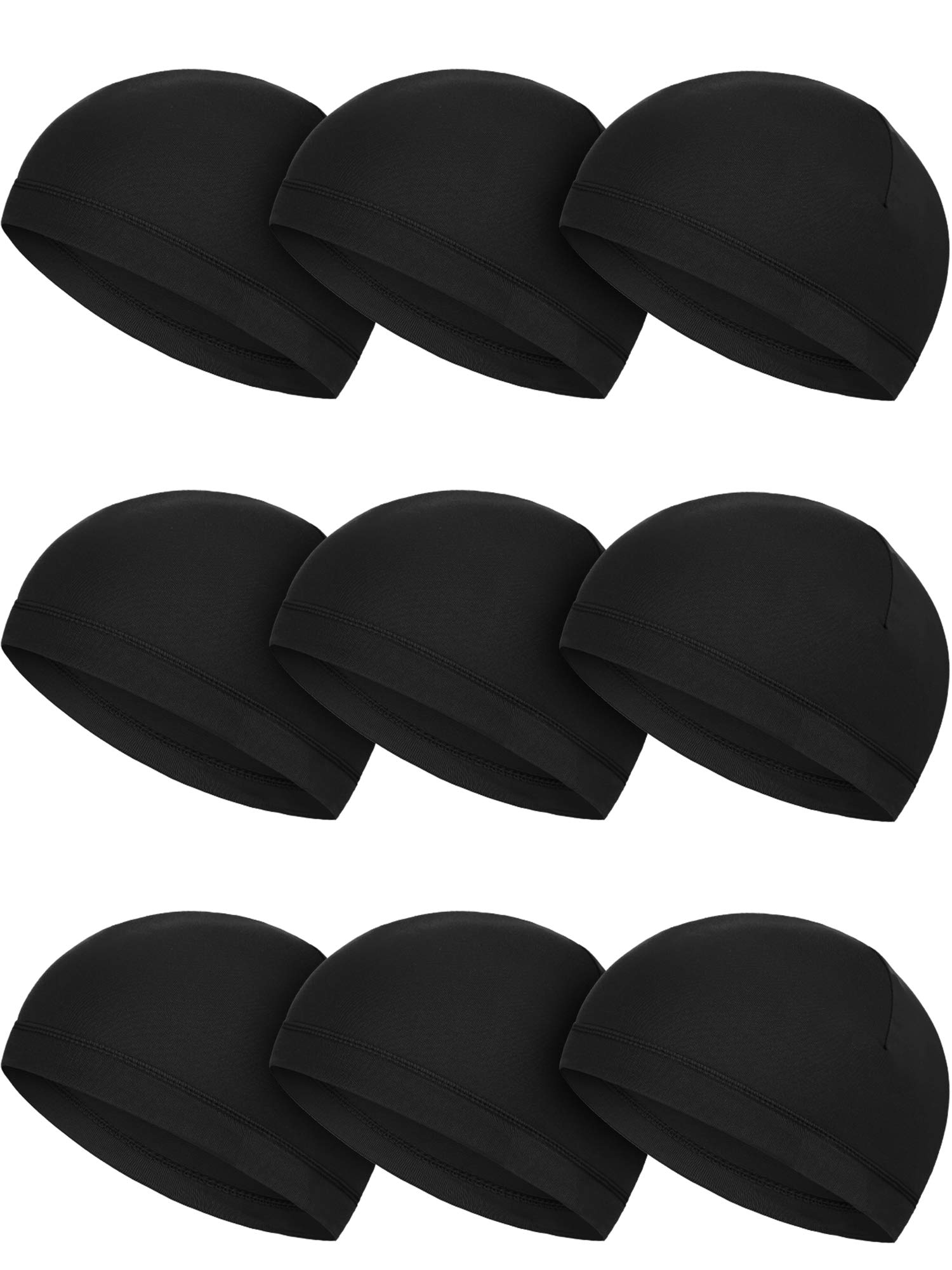 SATINIOR 9-Pack Skull Cap Running Hats for Men - Moisture Wicking Milk Silk Cycling Helmet Liners - Perfect for Running, Cycling, Gym & Outdoor Sports