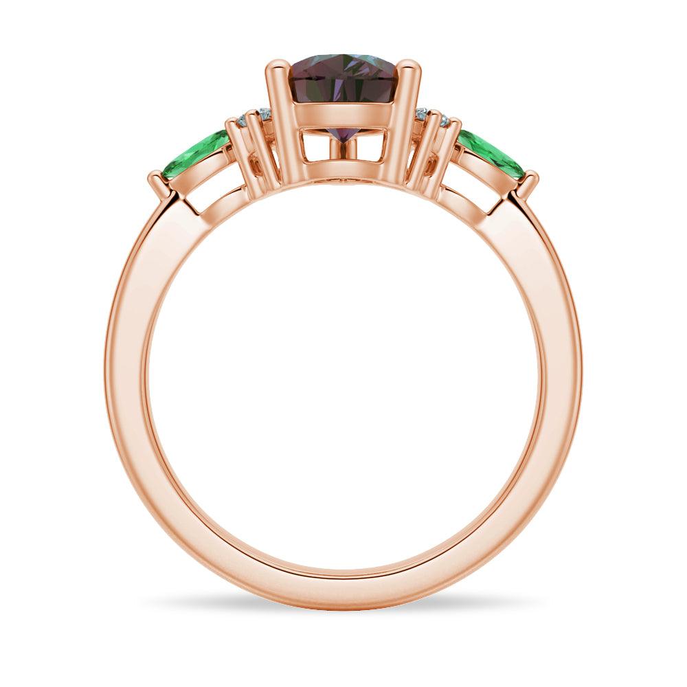 1.5 Carat Pear-Shaped Alexandrite Engagement Ring with Emerald Accents - Perfect for Proposals, Anniversaries & Special Occasions