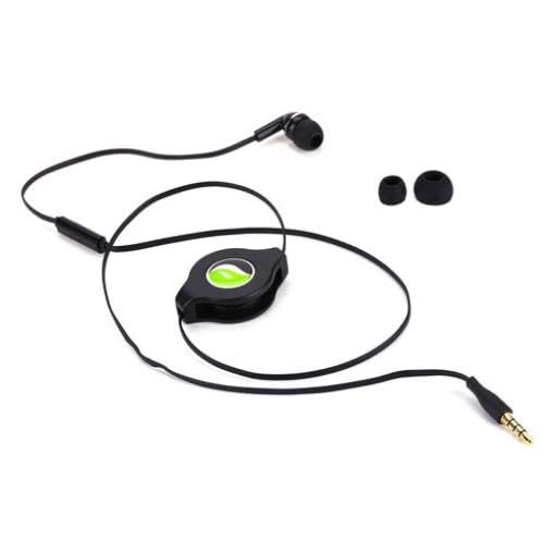 Retractable Mono Earphone Headset with Mic - 3.5mm Jack Compatible with Motorola Moto G Power 5G (2020-2024) - Hands-Free Earbud for Driving, Gaming & Work Calls