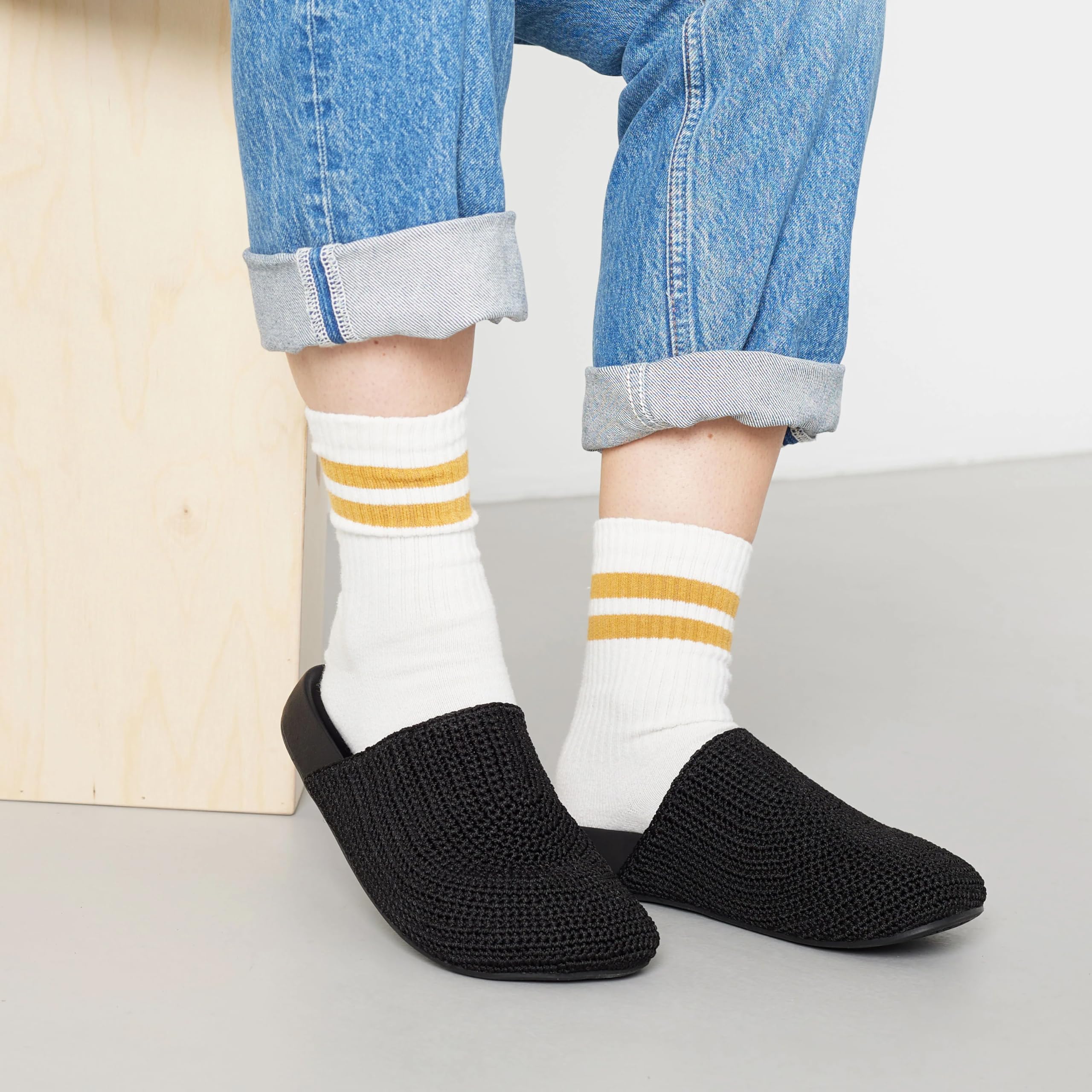 The Sak Bolinas Crochet & Leather Slip-On Clogs for Women - Comfortable Handmade Shoes for Casual Wear, Beach, and Home Use