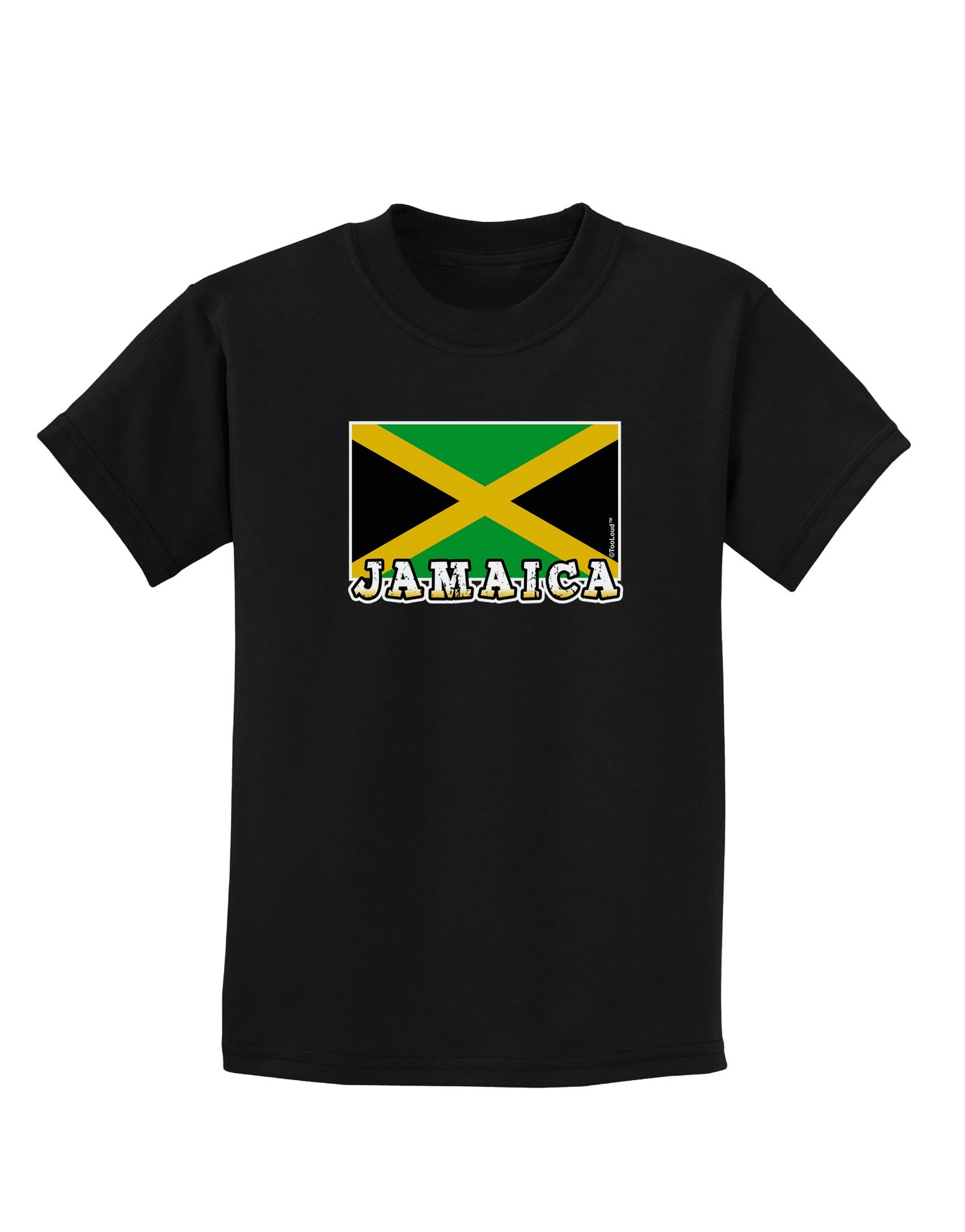 TooLoud Jamaica Flag Dark Children's T-Shirt - Cool Jamaican Themed Kids Tee for Boys & Girls - Perfect for Caribbean Parties, Reggae Events & Cultural Celebrations