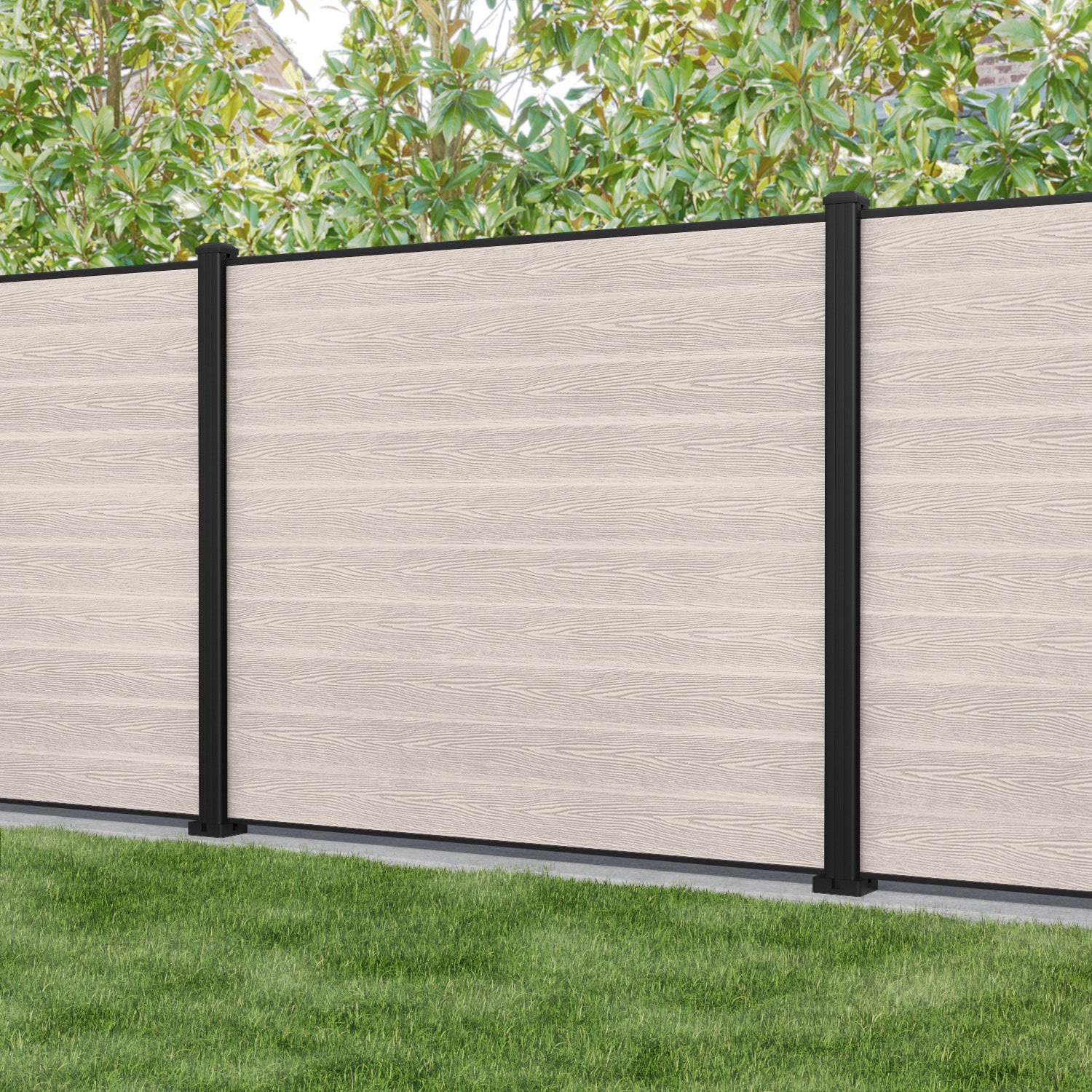 Classic Fence Panel Mid Stone with Aluminum Posts - Durable Outdoor Privacy Fence for Backyard, Garden, and Pool Area Protection