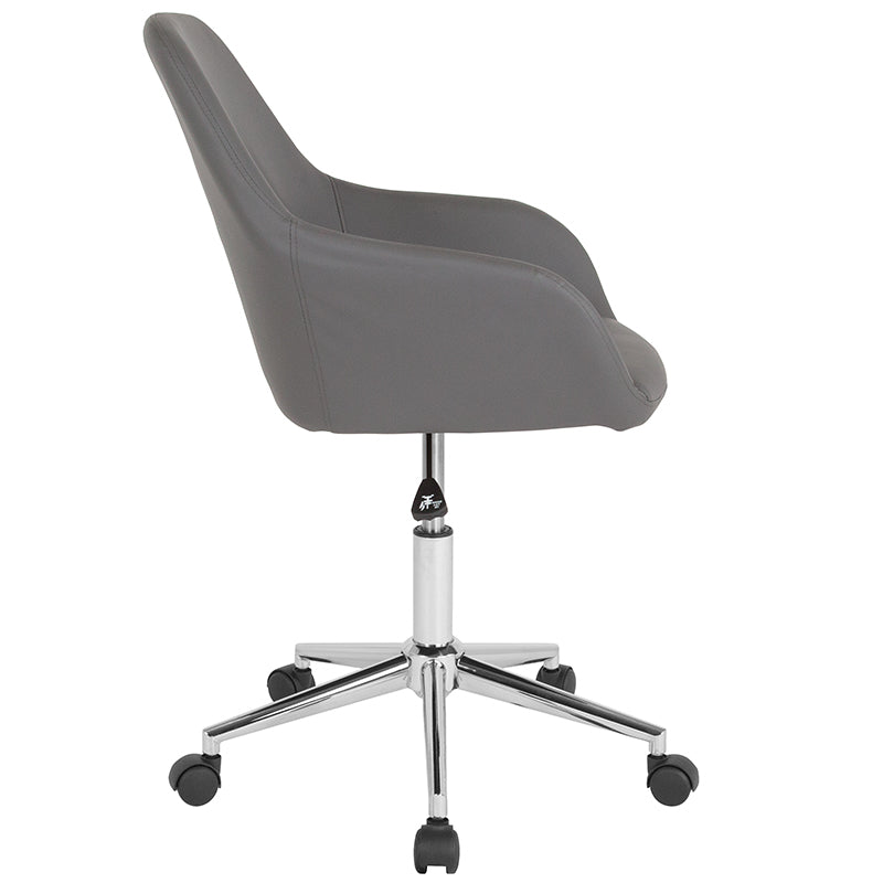 Premium Black Leather FLASH Cortana Mid Back Chair - Ergonomic Home & Office Desk Chair for Comfortable Working, Studying, and Gaming