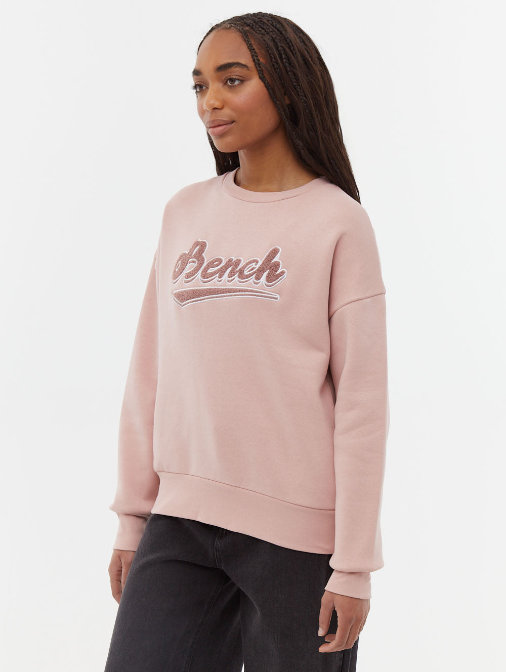 Steffi Retro Logo Crew Neck Sweatshirt - Vintage Style Cotton Pullover for Women | Casual Wear, Street Fashion & Lounge Comfort